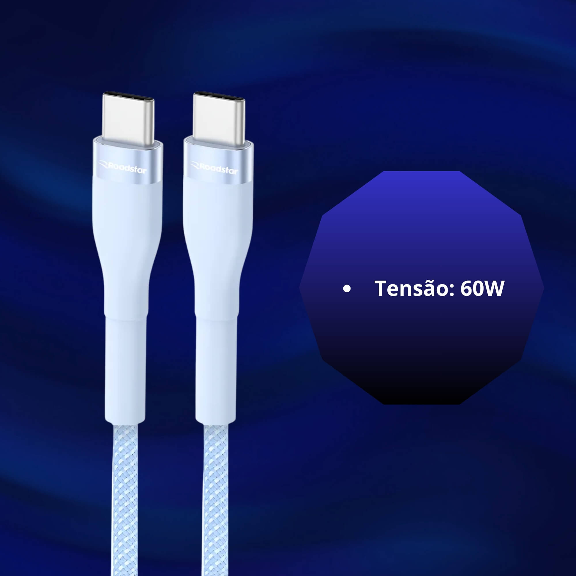 Cabo de Carregamento USB-C / USB-C cor Azul Roadstar - RS-B1.2BR C-C MI