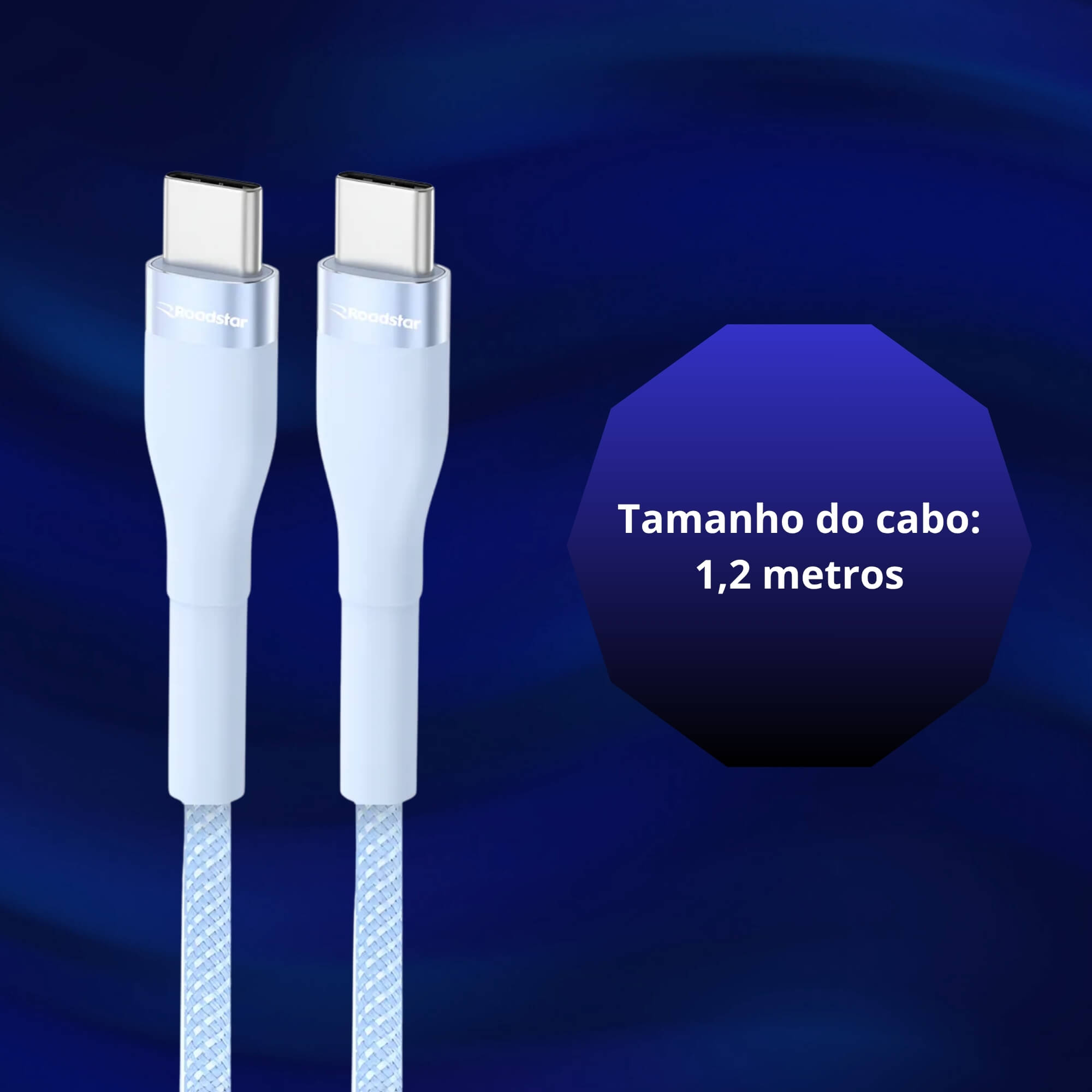 Cabo de Carregamento USB-C / USB-C cor Azul Roadstar - RS-B1.2BR C-C MI