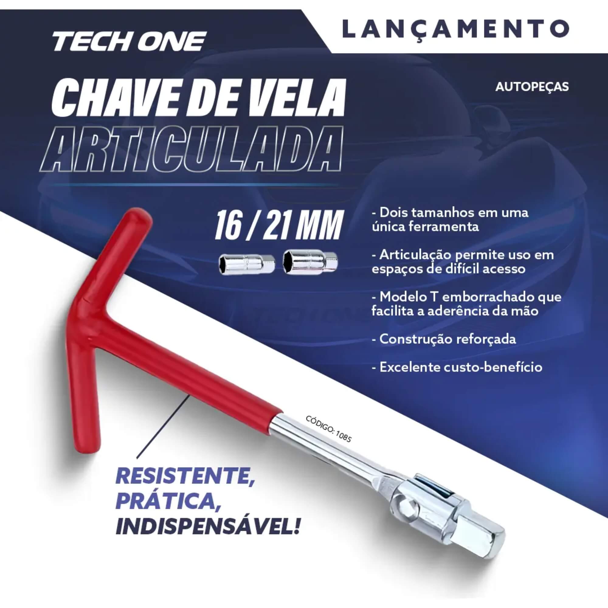 Chave de Vela Articulada 16/21mm Tech One - PW-E-1085