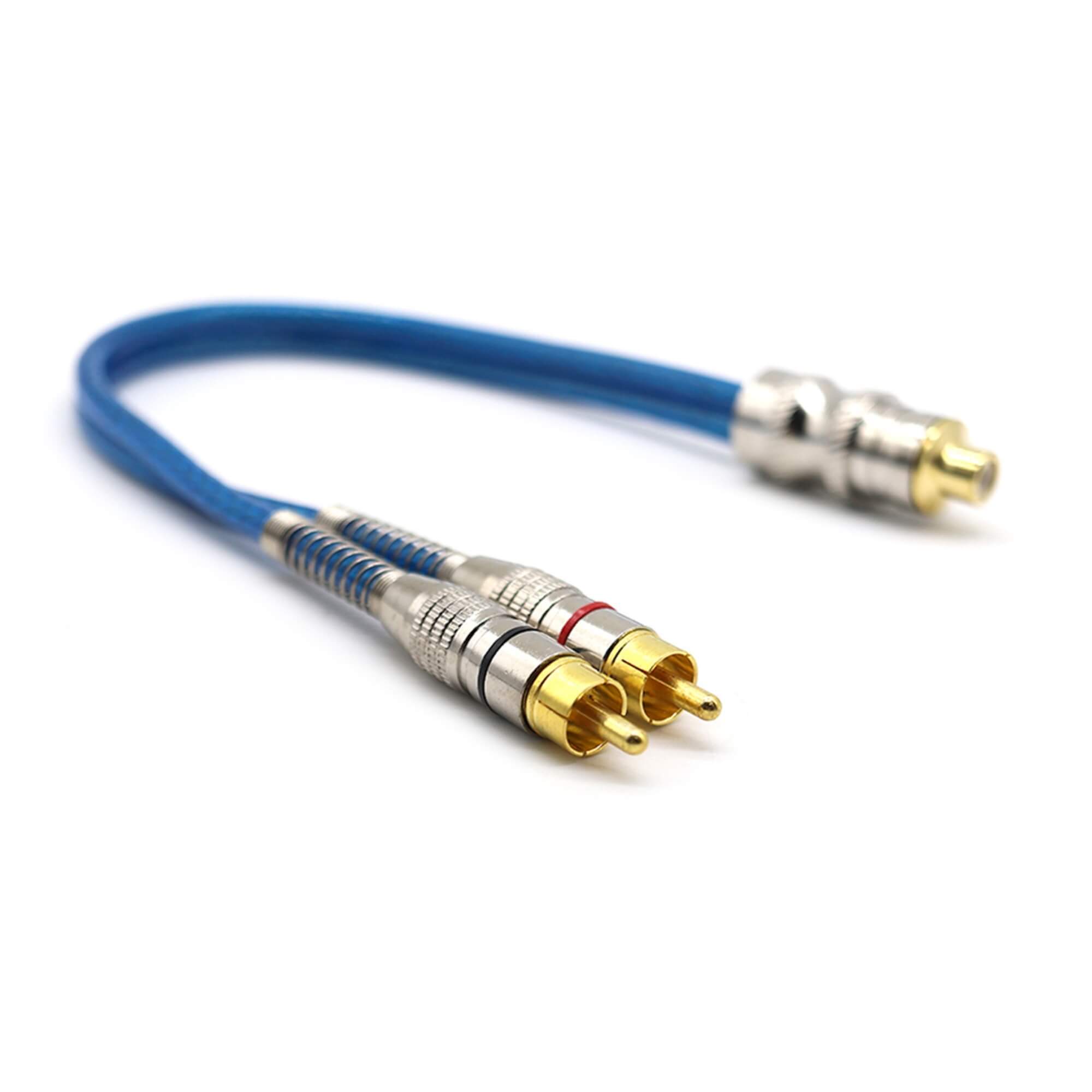 Cabo RCA Y Prime Plug de Metal 5mm Azul 1F 2M Svart Tech One - PW-B-0748