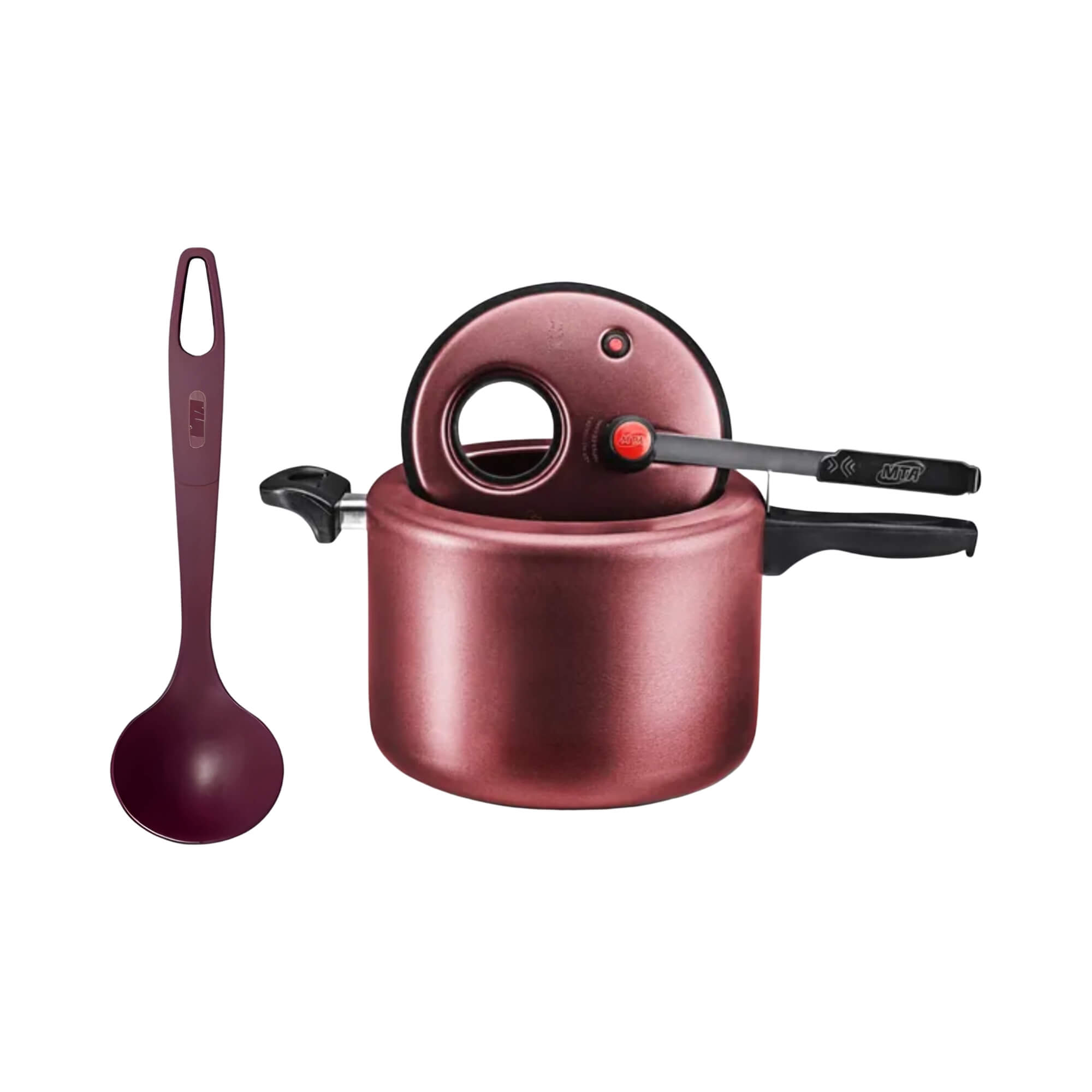 COMP Kit Panela de Pressão 4,5L Antiaderente Cereja com Visor + Concha