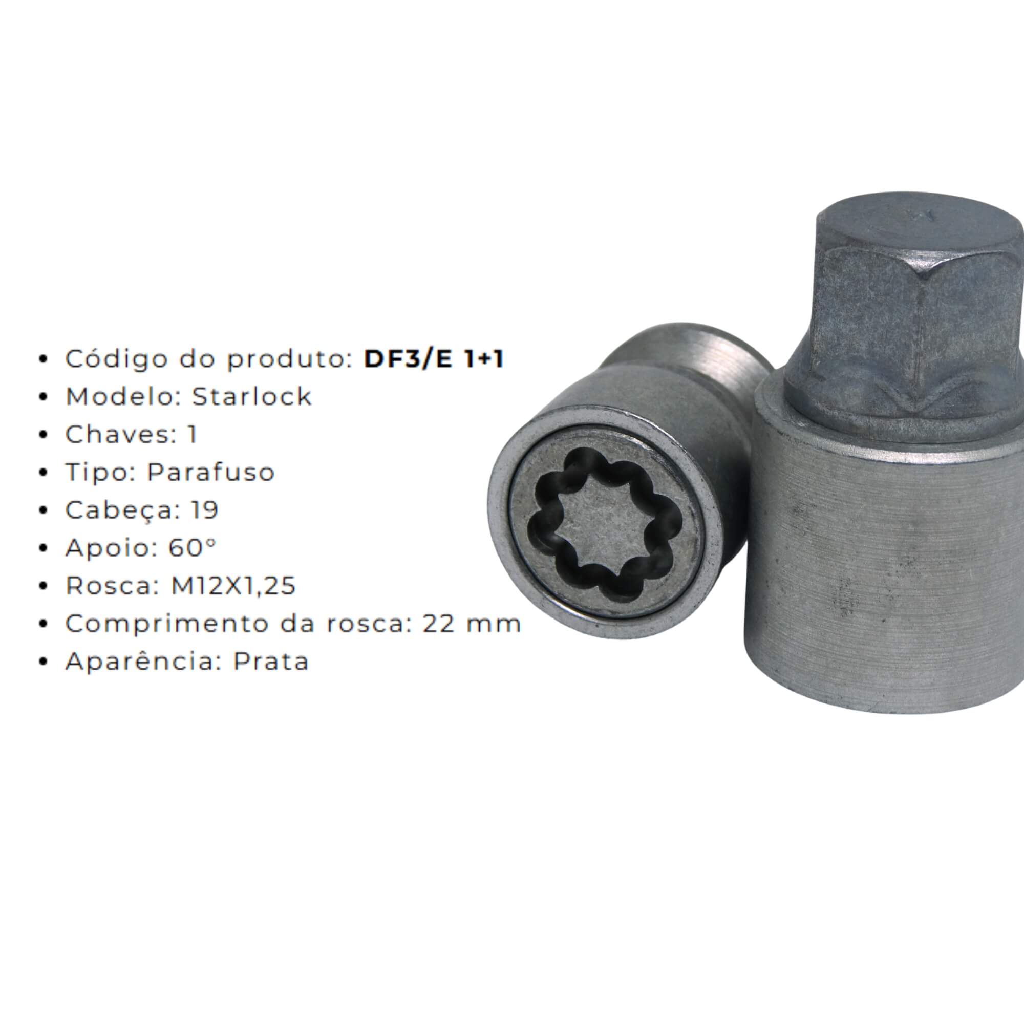 Kit Parafusos Antifurto Starlock compatível c/ Fiorino, Strada e Uno Mille Farad - DF3/E 4170