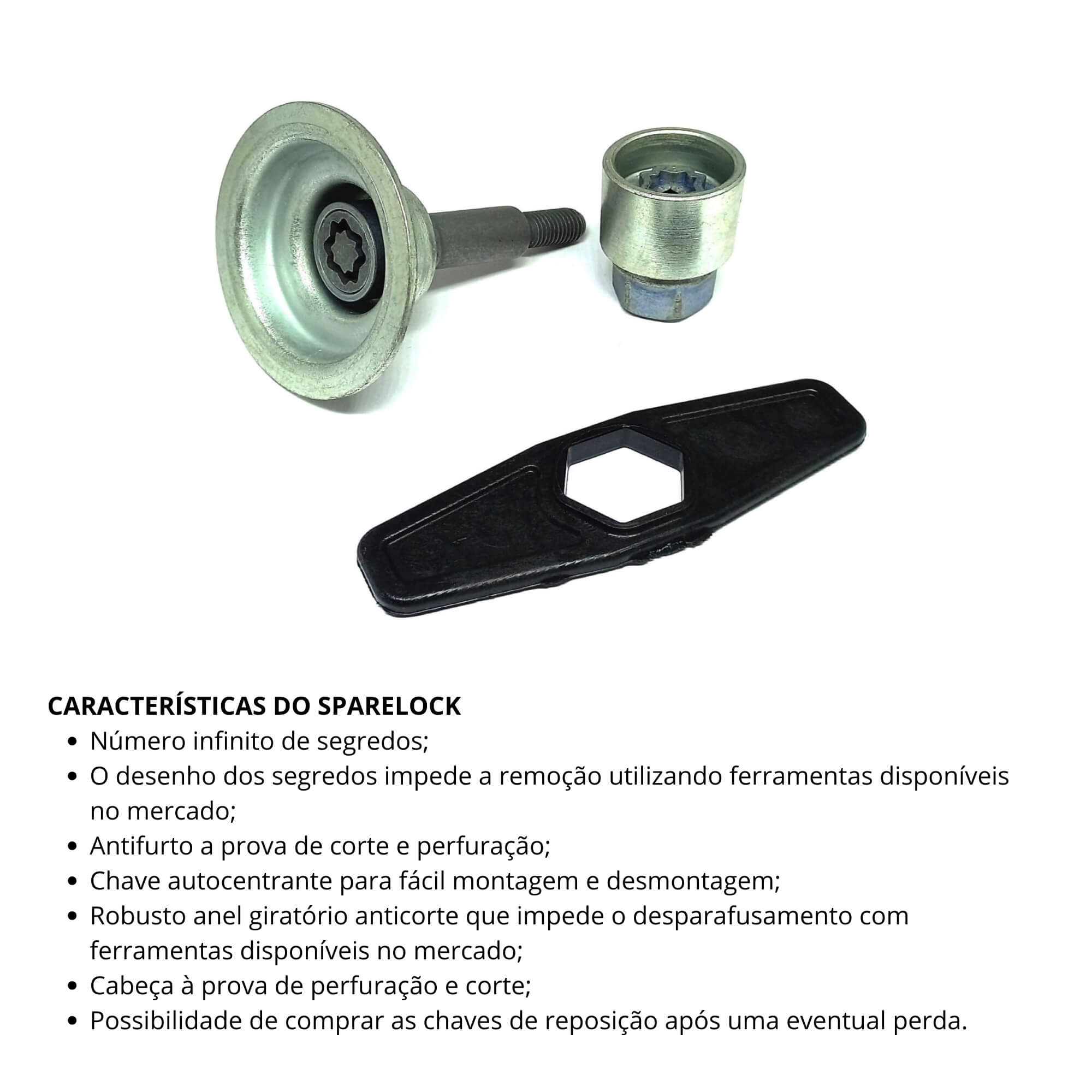 Antifurto do Estepe Sparelock compatível c/ Kwid 165/70 R14 2017 em diante Farad - FT45 3847