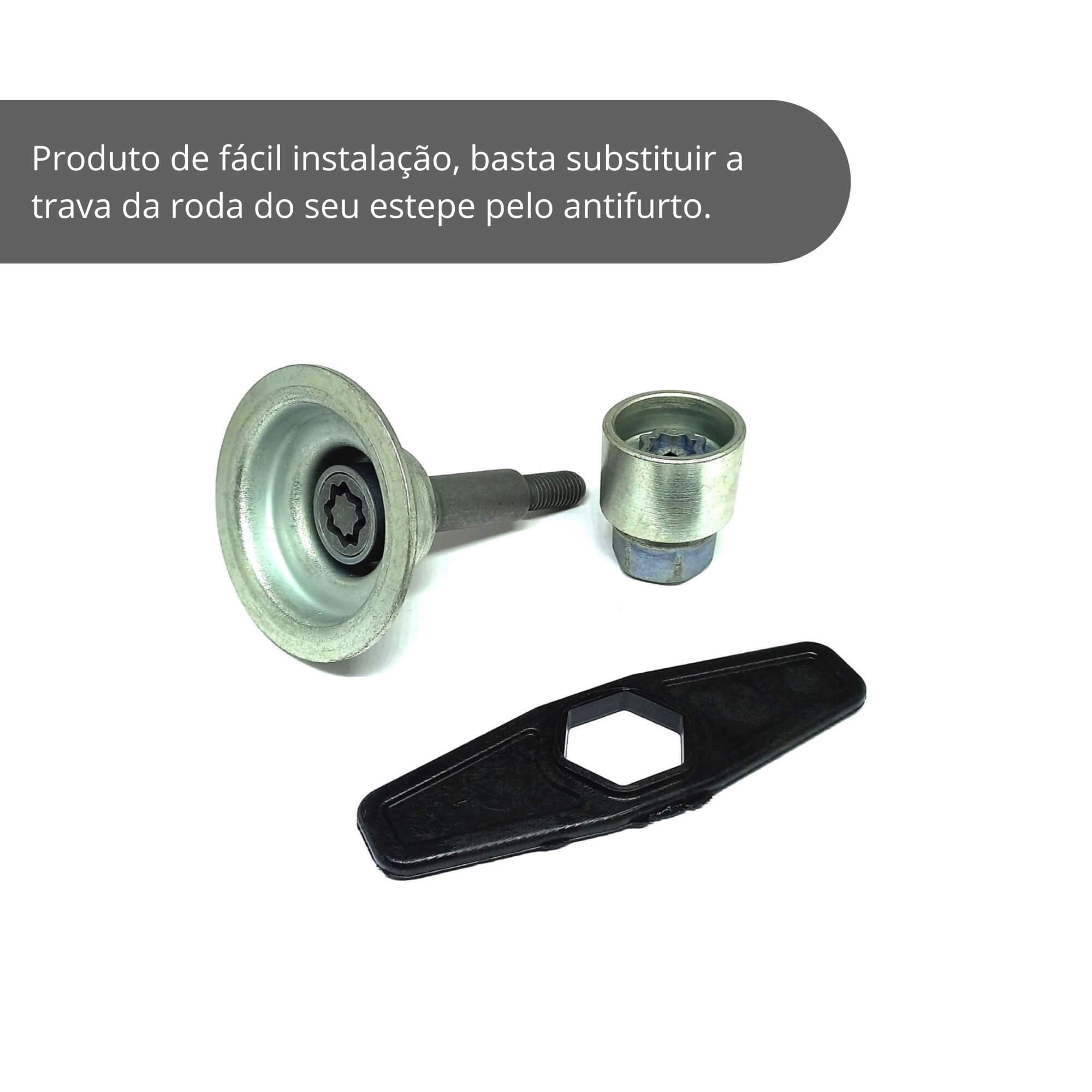 Antifurto do Estepe Sparelock compatível c/ Kwid 165/70 R14 2017 em diante Farad - FT45 3847