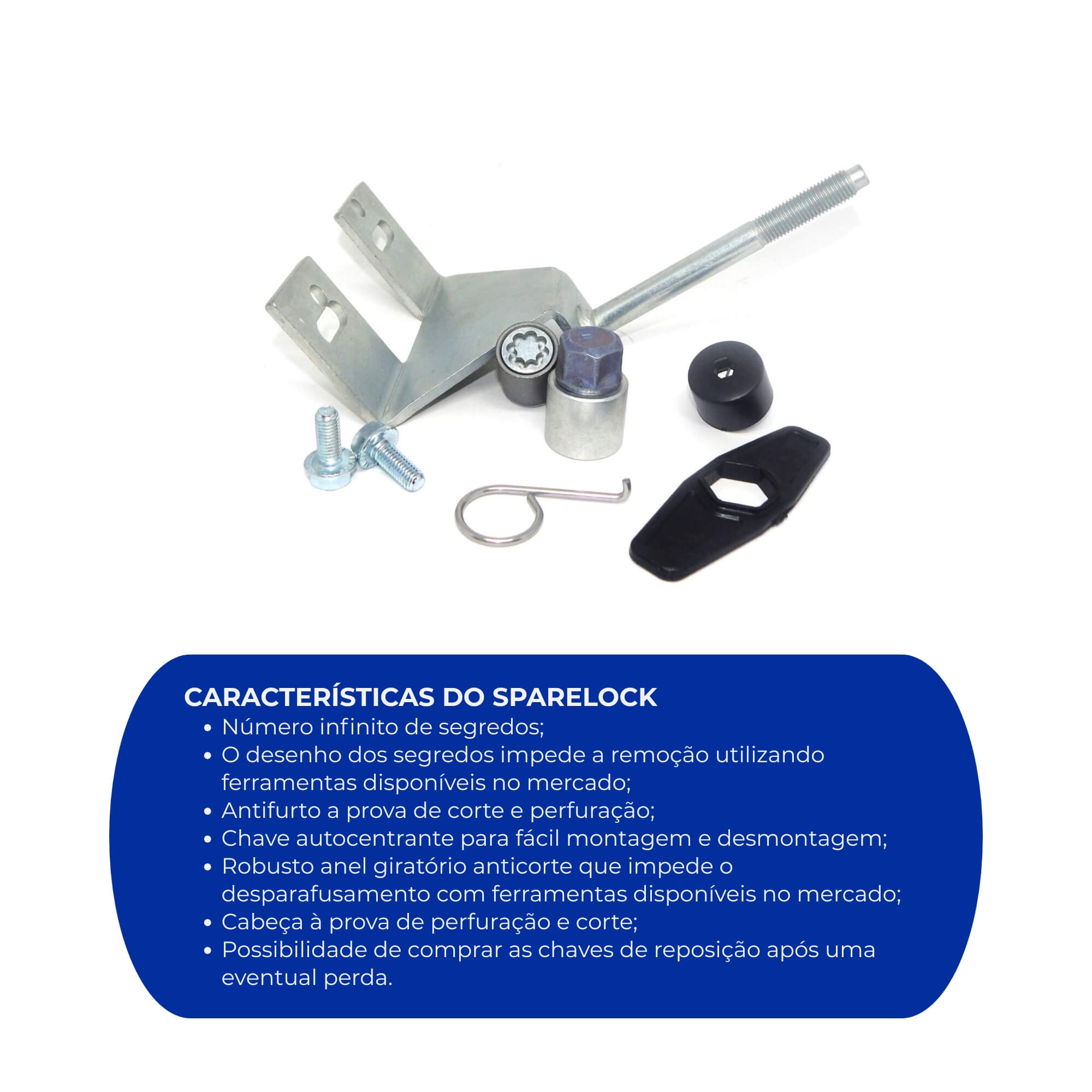 Antifurto do Estepe Sparelock compatível c/ Ranger Rodas de Liga 2024 em diante Farad - FT135 7412