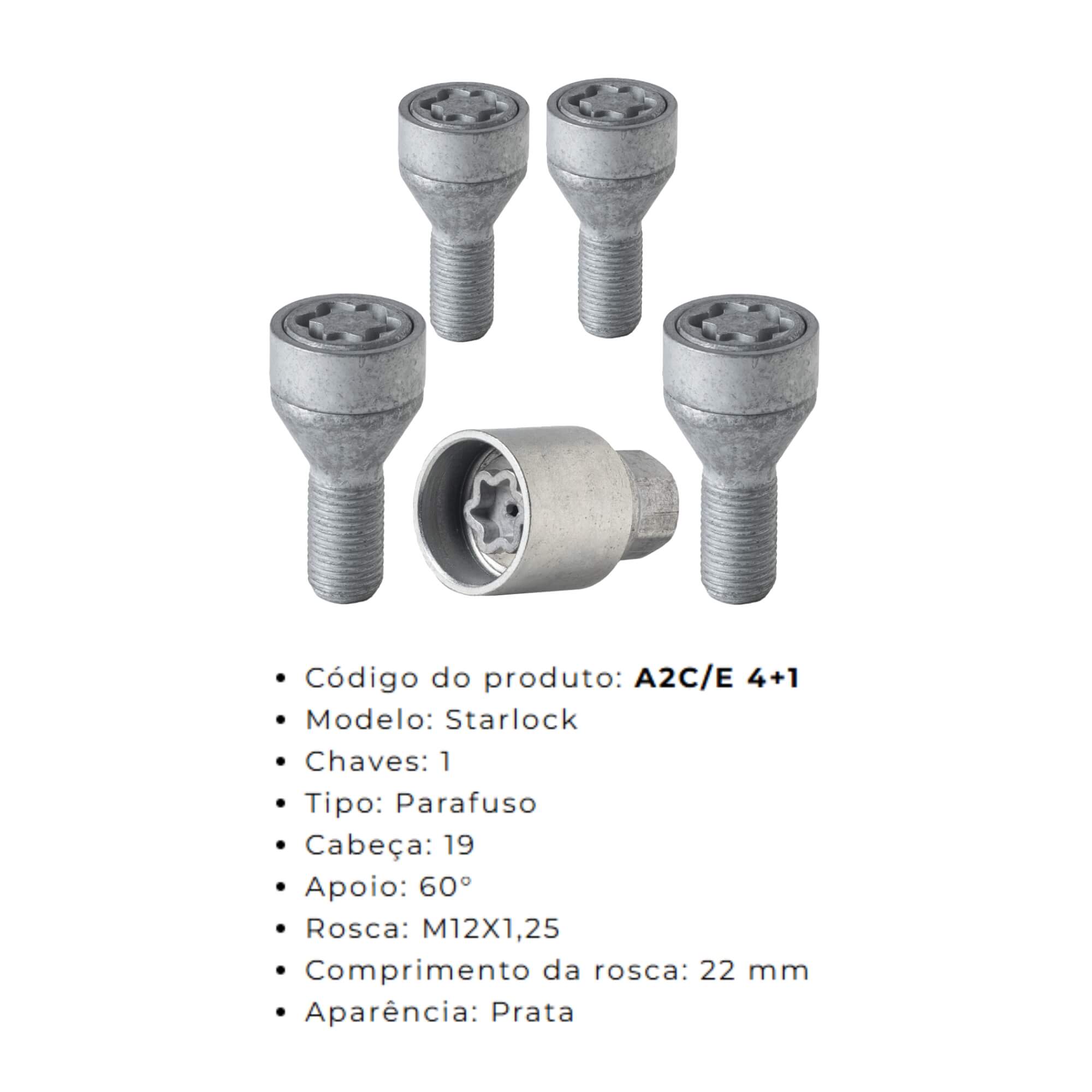Kit Parafusos Antifurto Starlock compatível c/ Fiat Farad - A2C/E 4036