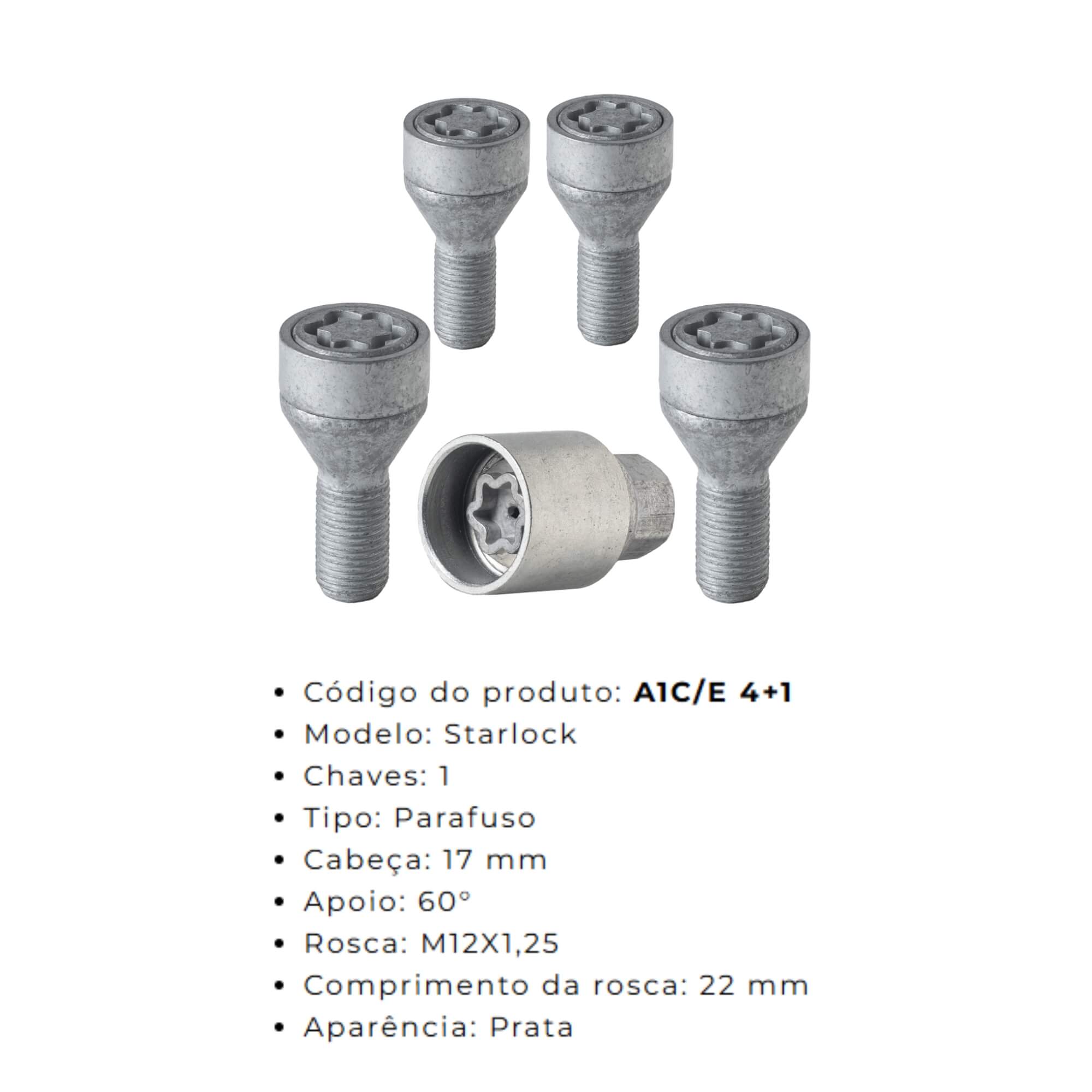 Kit Parafusos Antifurto Starlock compatível c/ Fiat/GAC/Jeep Farad - A1C/E 3941