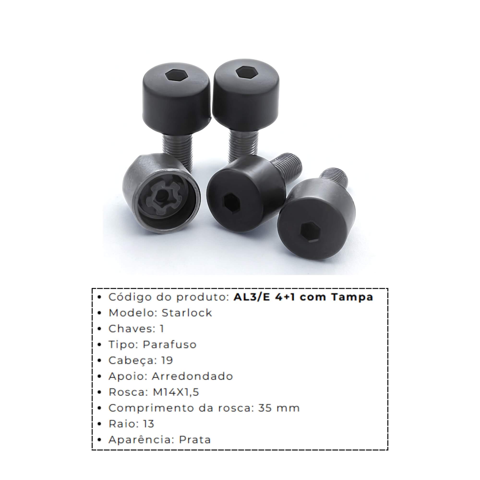 Kit Parafusos Antifurto Starlock com Tampa compatível c/ GWM e Mercedes Farad - AL3/E 7828