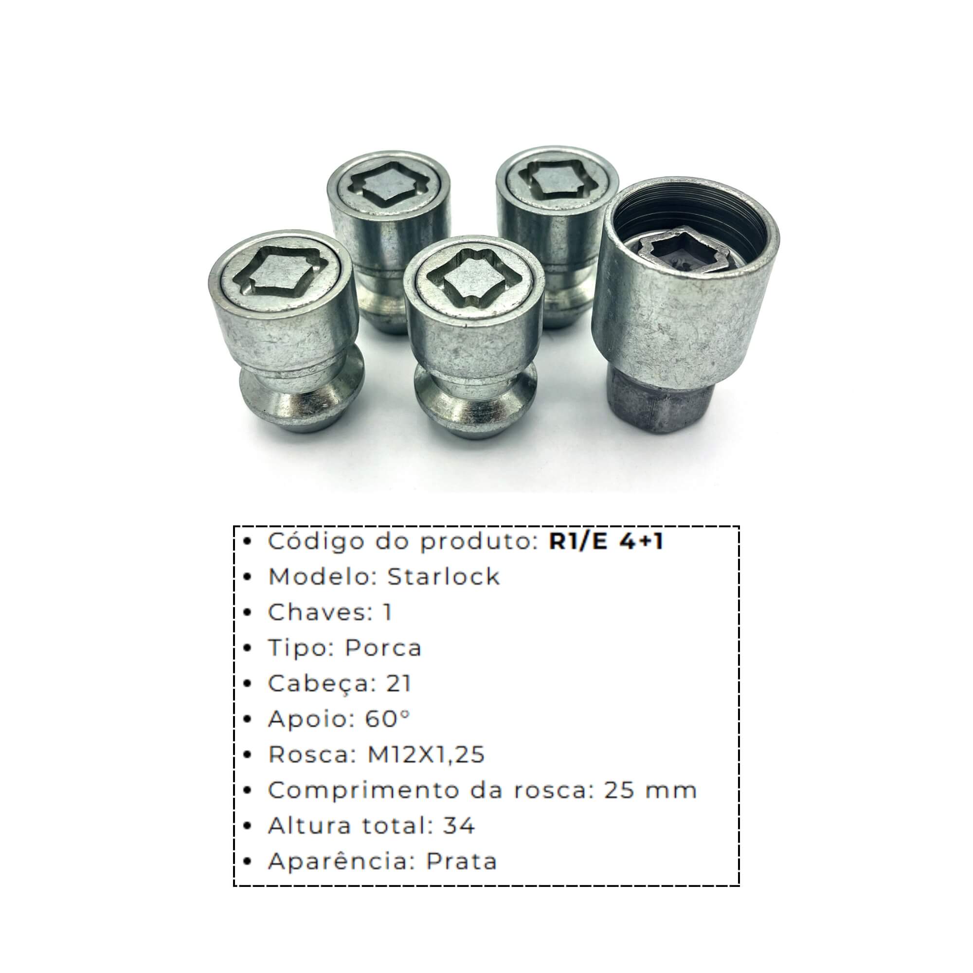 Kit Porcas Antifurto Starlock compatível c/ Nissan Farad - R1/E 3994