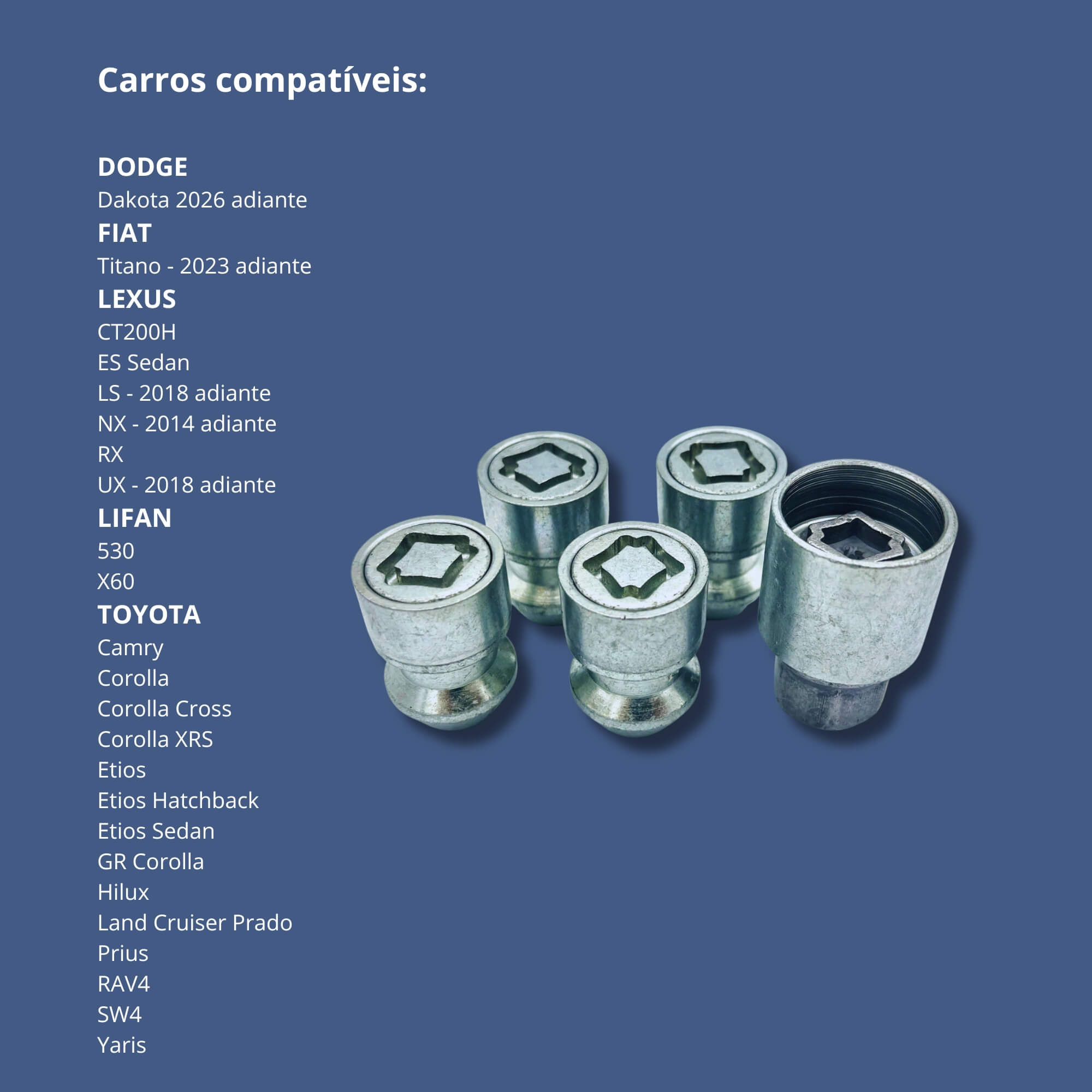 Kit Porcas Antifurto Starlock compatível c/ Dodge/Fiat/Lexus/Lifan/Toyota Farad - 382/E 3987