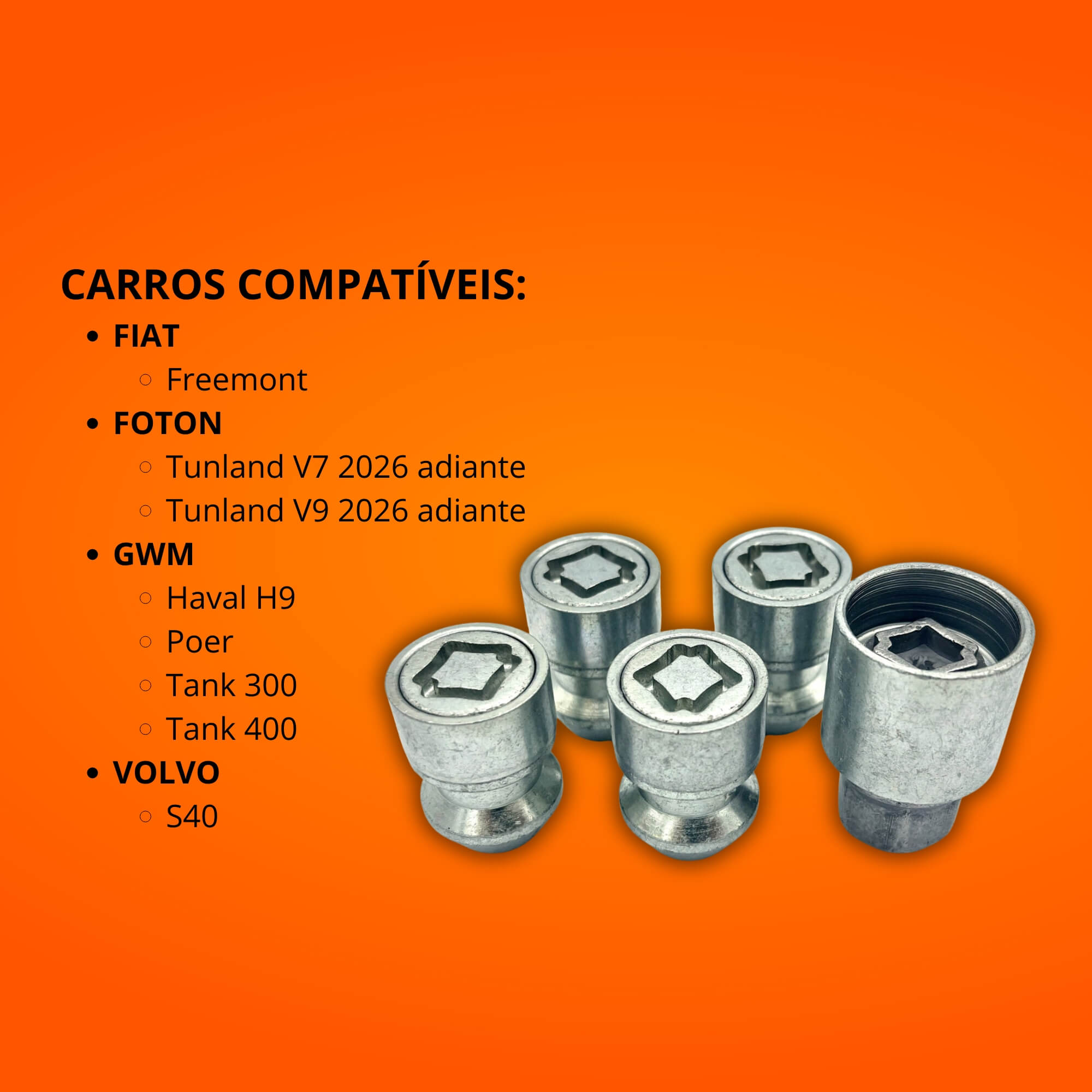 Kit Porcas Antifurto Starlock compatível c/ Chevrolet/Fiat/Foton/GWM/Volvo Farad - H/E 3919