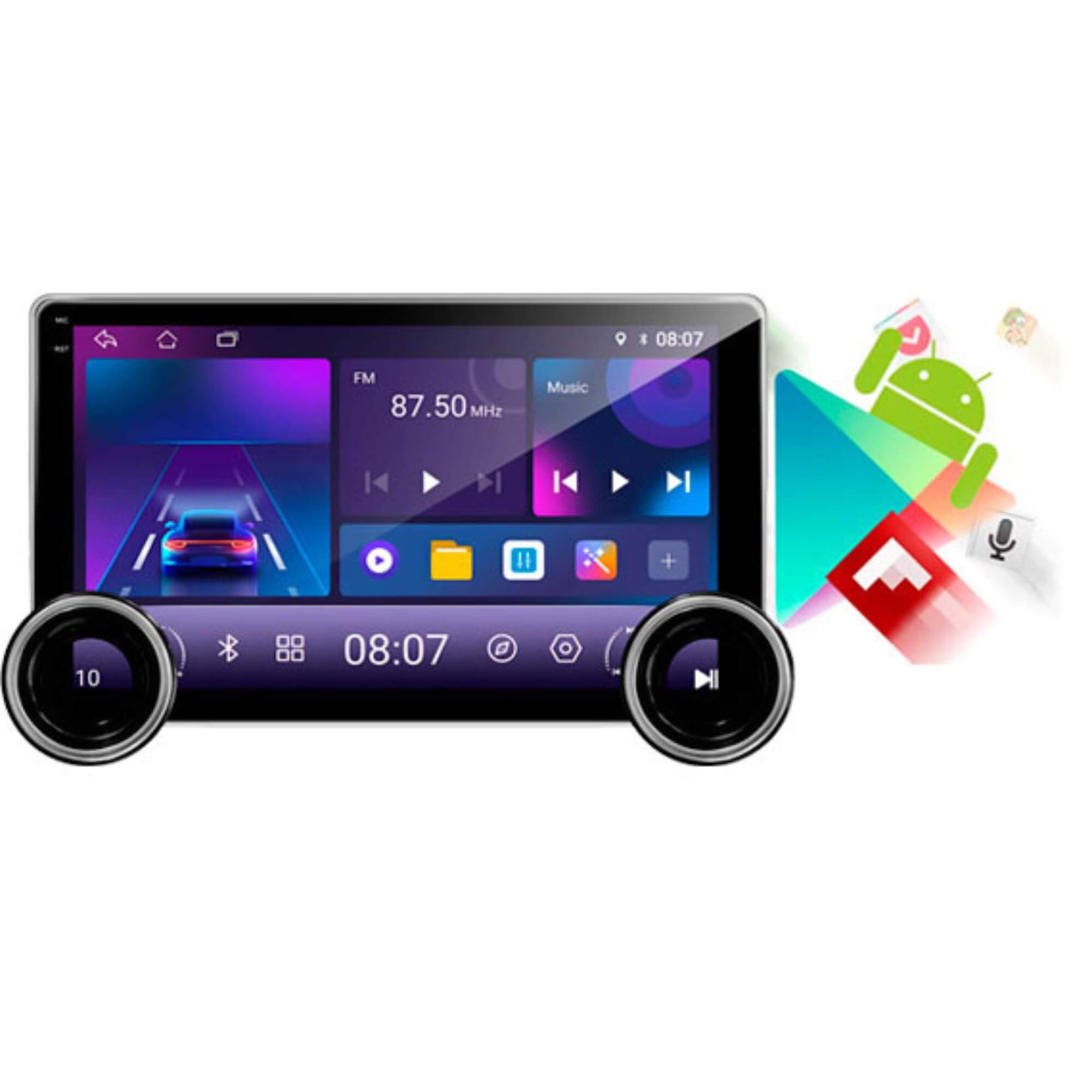 COMP Kit Multimídia Android Tela 10" IPS + Capacitiva Full Touch Carplay + Câmera de ré HD - RS1160BR MI