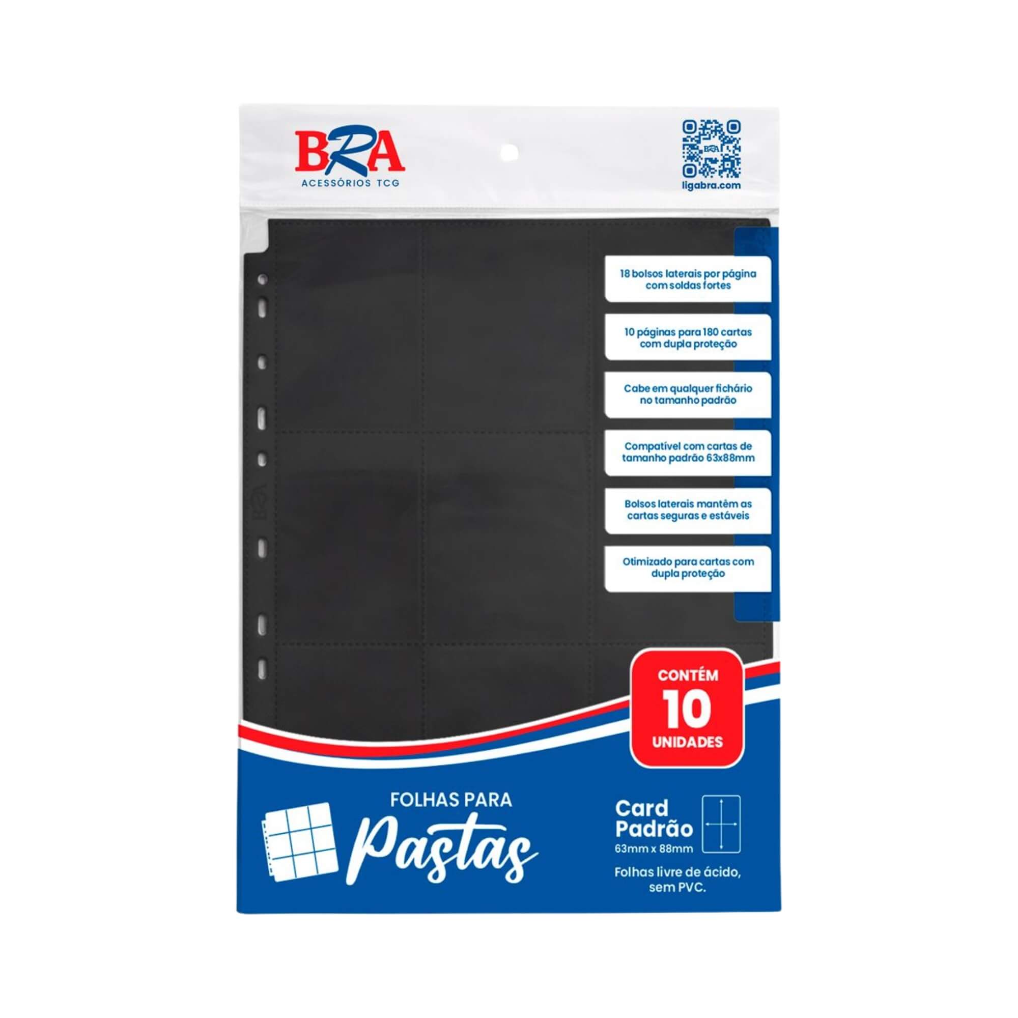 Folha para Pastas 18 Bolsos 3x3 cor Preta c/ 10 Unidades BRA - BC-222C_PRETO