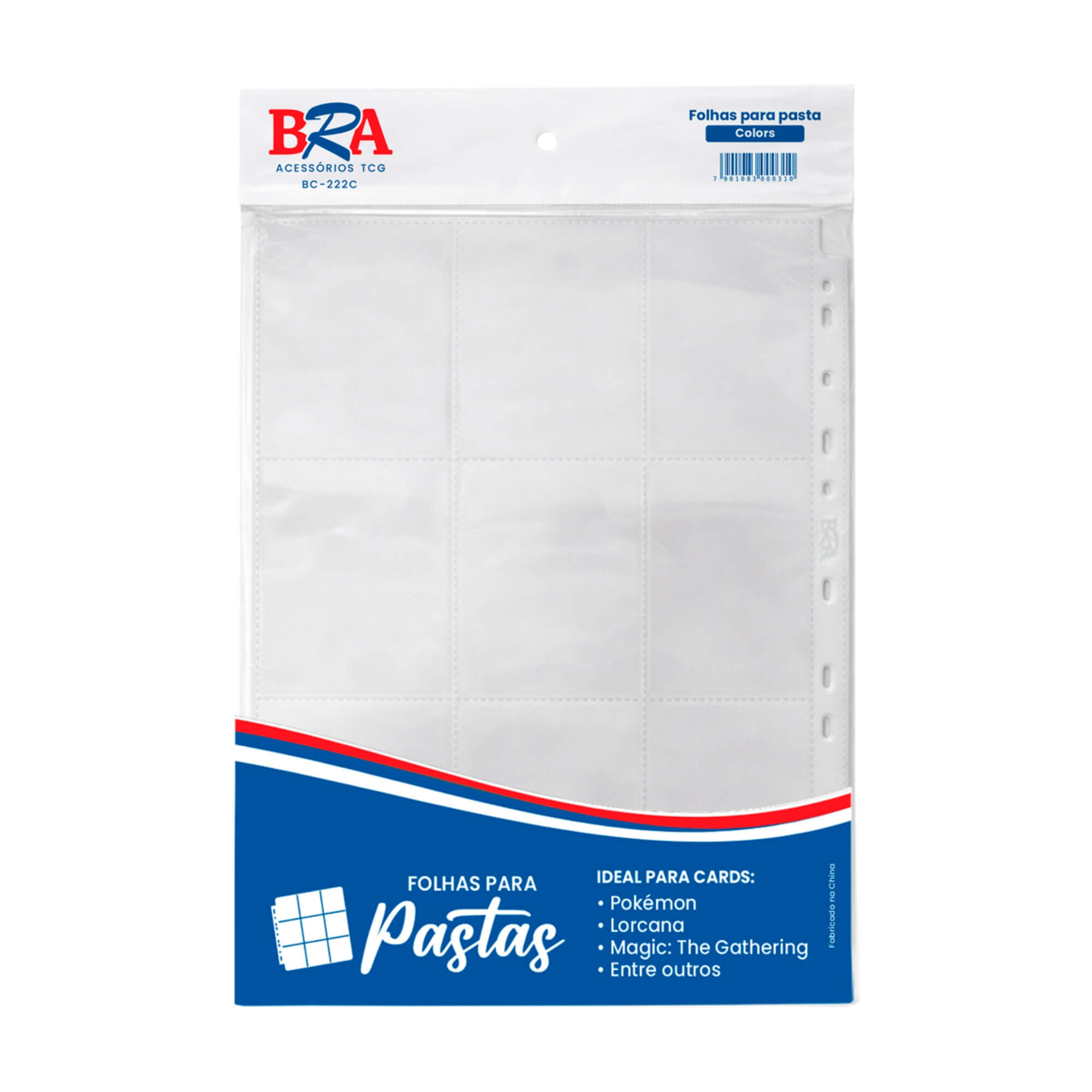 Folha para Pastas 18 Bolsos 3x3 cor Branca 10 Unidades BRA - BC-222C_BRANCA_CX