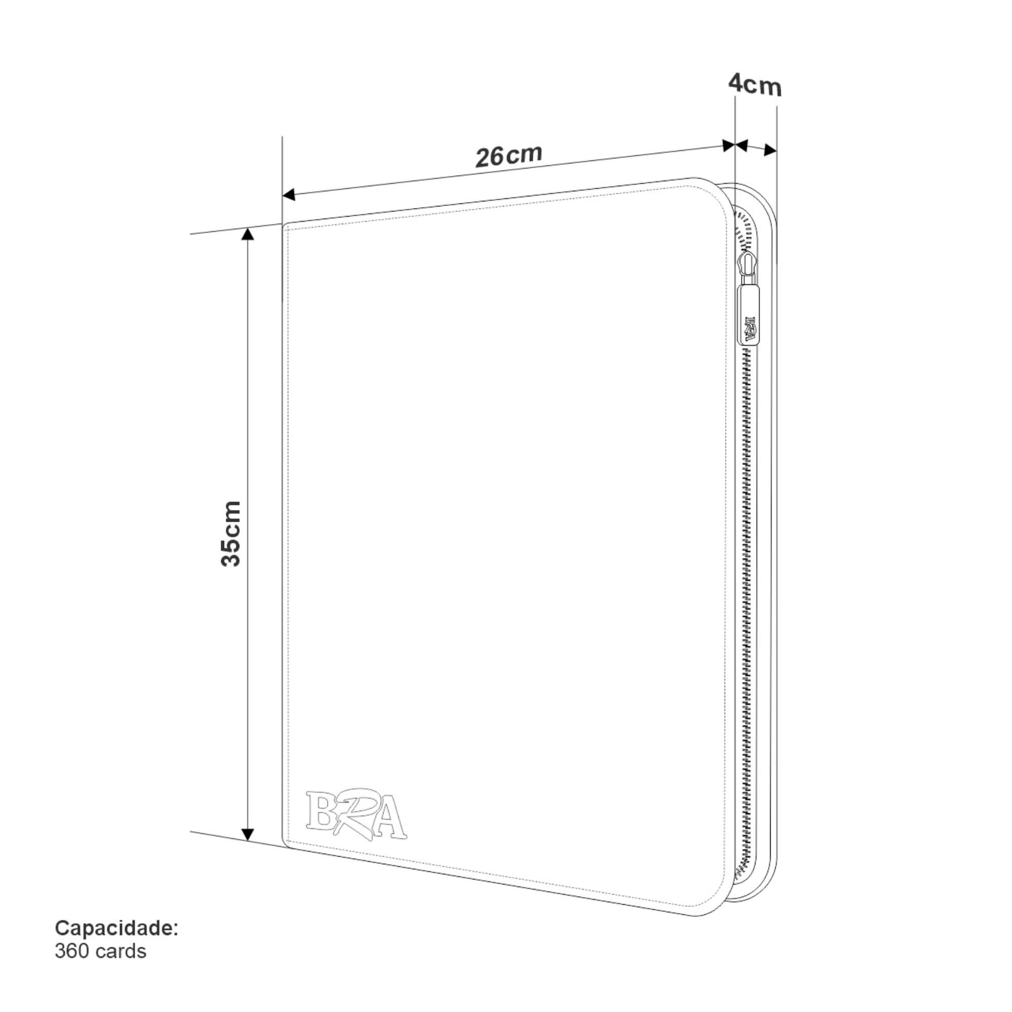 Pasta Premium 3x3 Preta c/ 20 Folhas Frente e Verso (Comporta até 360 Cards) BRA - BC-2050