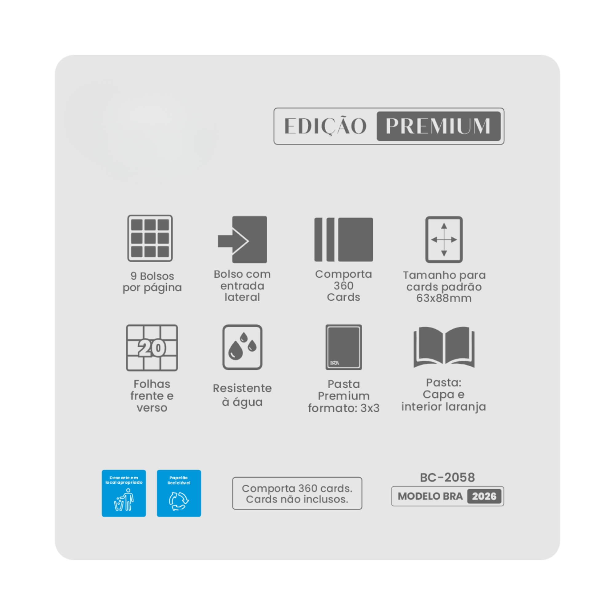 Pasta Premium 3x3 Rosa com 20 Folhas BRA - BC-2054