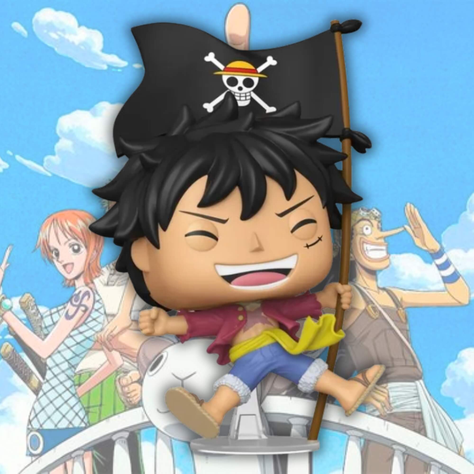 Boneco Funko Pop! One Piece Luffy com Bandeira Candide - 12891