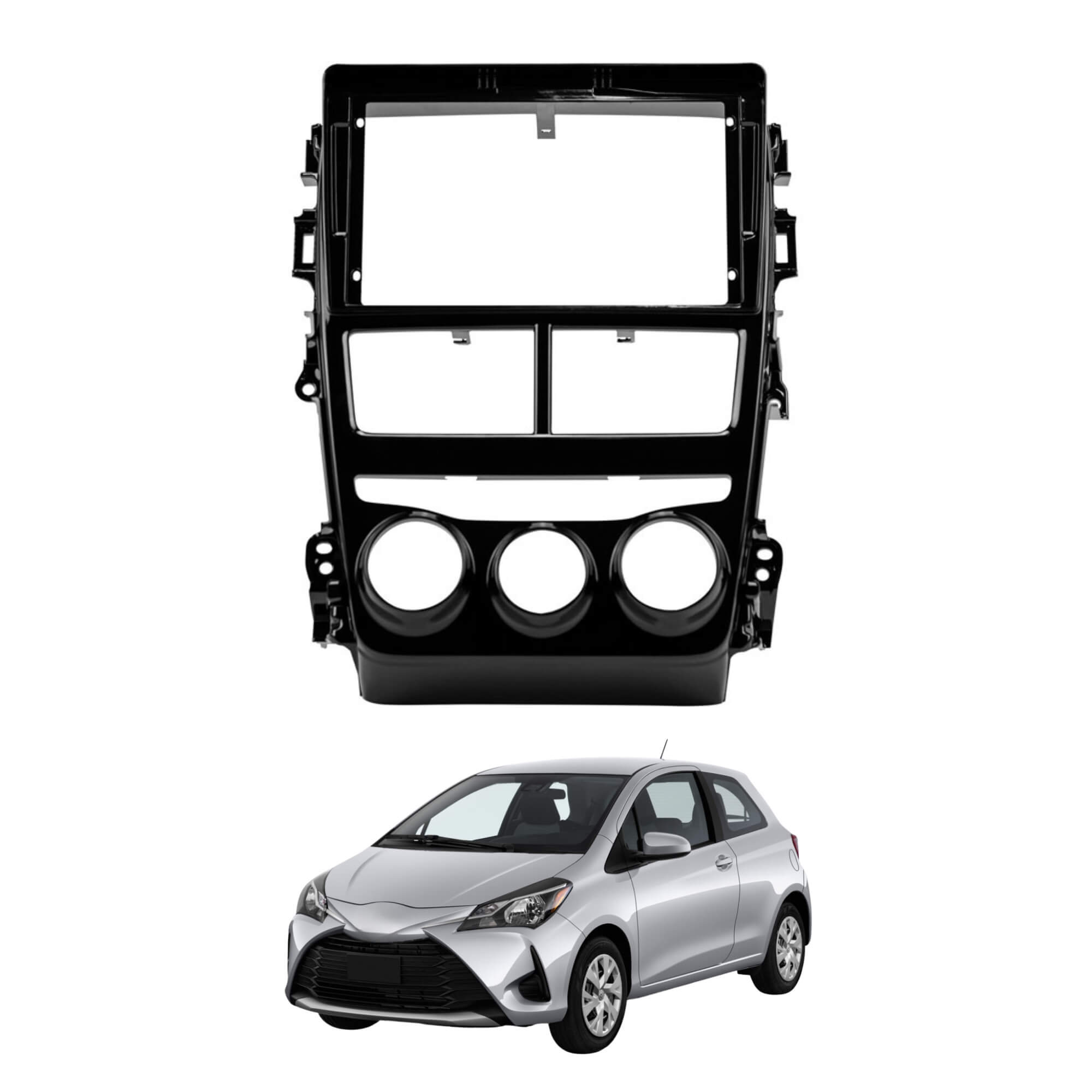 Moldura 9" Yaris 2018 a 2020 cor Black Piano Expex - EPX9TO015