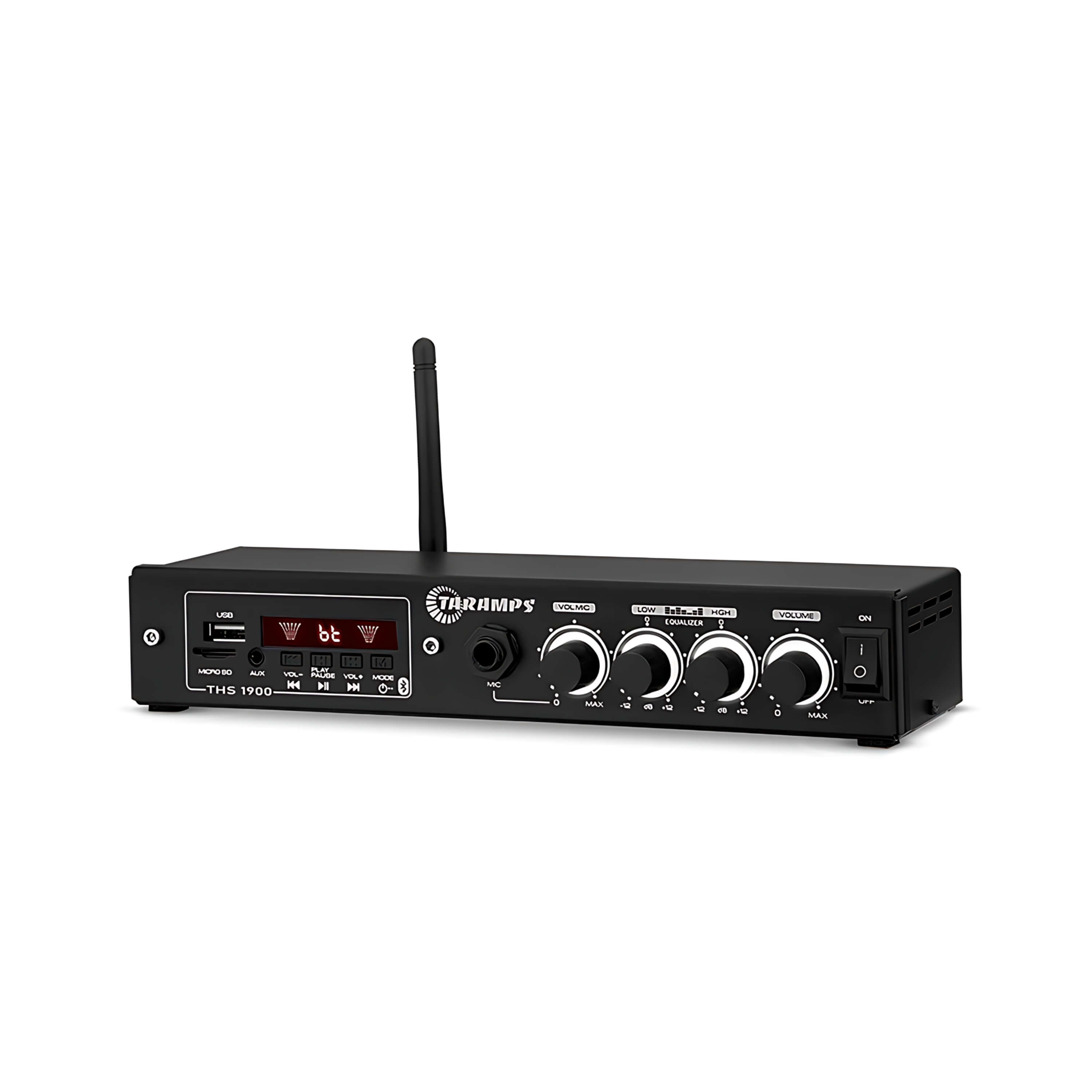 COMP Kit Amplificador THS 1900 60W Rms Receiver Taramps + 6 arandelas Leson Preta