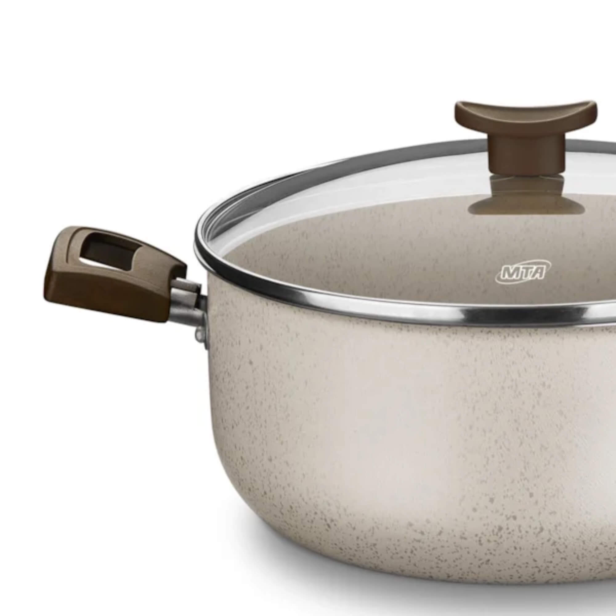 Panela Caçarola Aura Tampa de Vidro 1,8L Cor Baunilha N°18 MTA - 1256