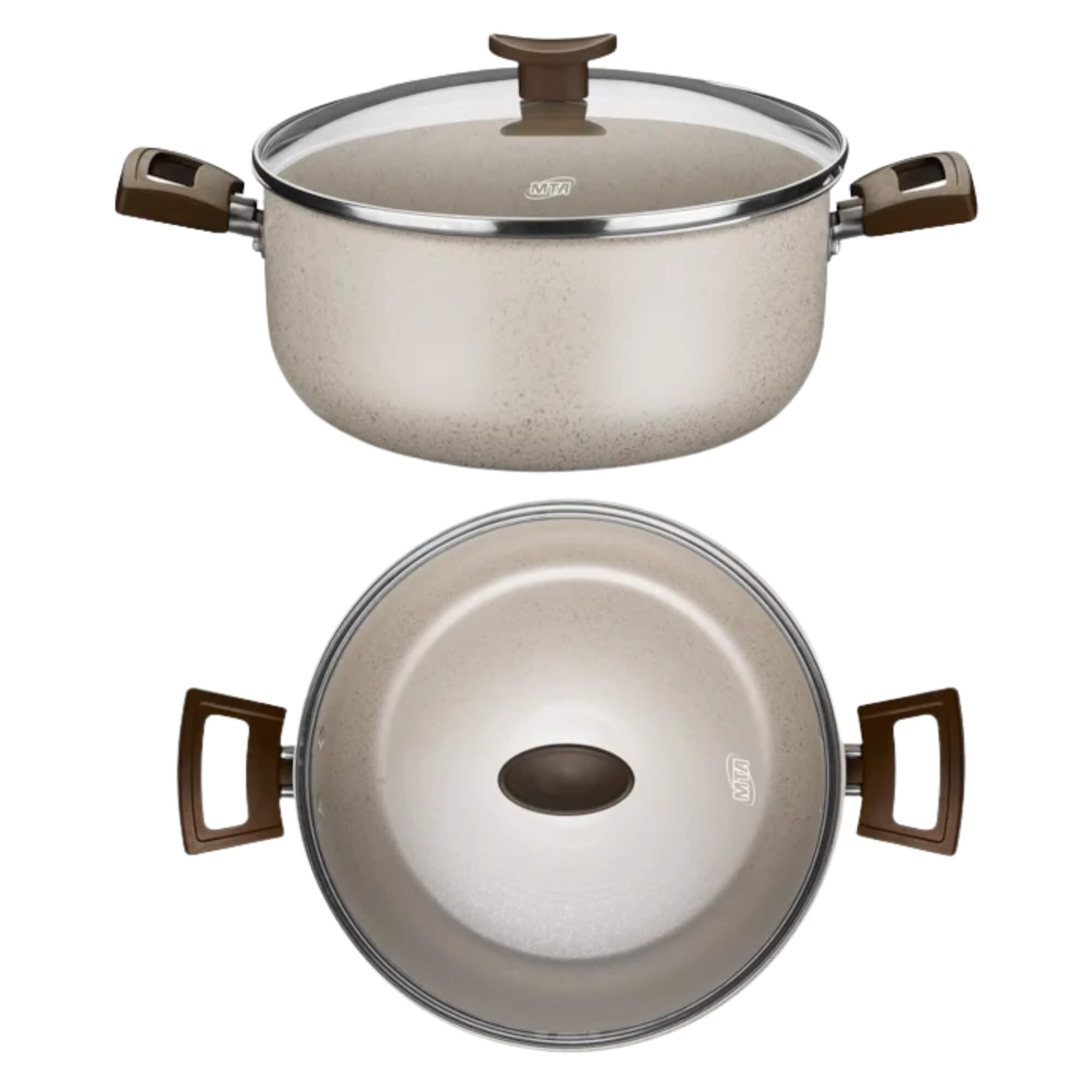Panela Caçarola Aura Tampa de Vidro 1,8L Cor Baunilha N°18 MTA - 1256