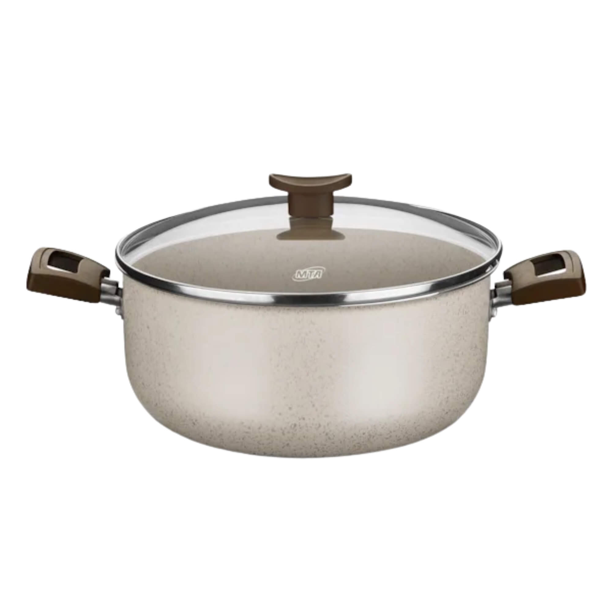 Panela Caçarola Aura Tampa de Vidro 2,4L Cor Baunilha Nº20 MTA - 1257