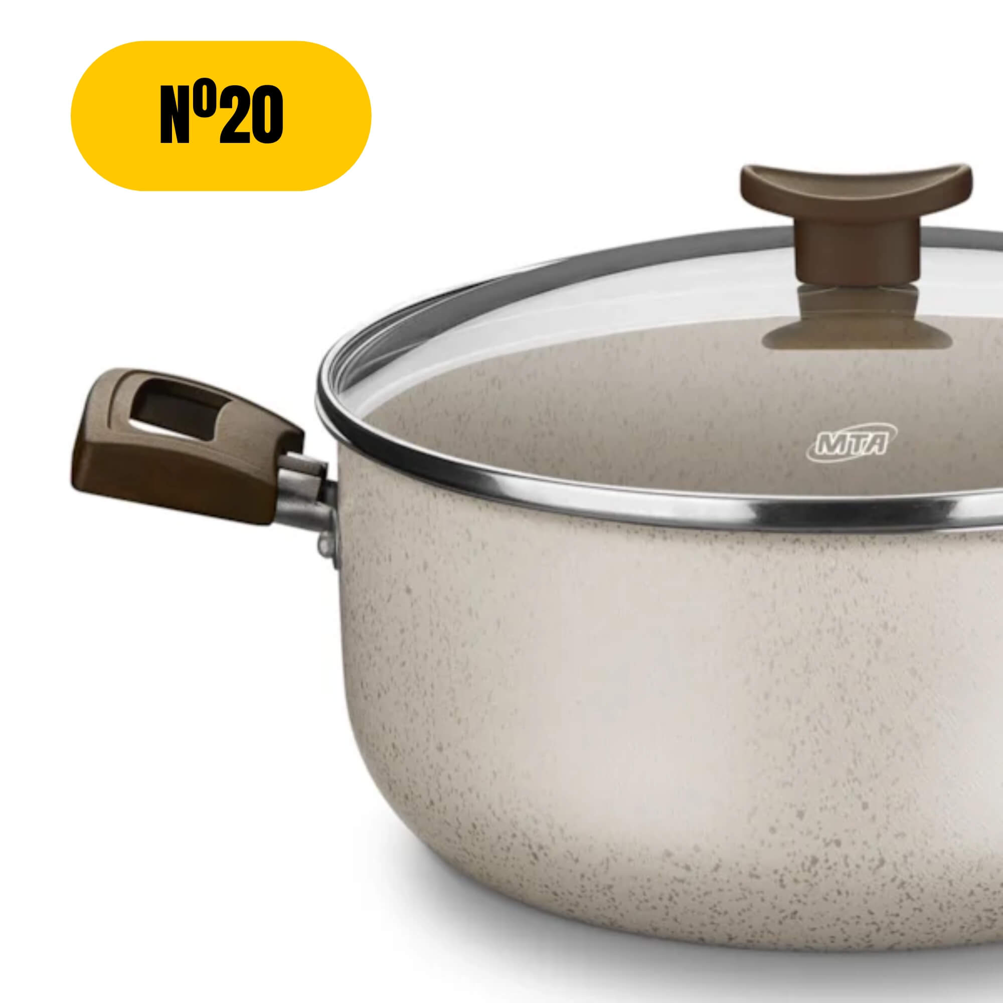 Panela Caçarola Aura Tampa de Vidro 2,4L Cor Baunilha Nº20 MTA - 1257