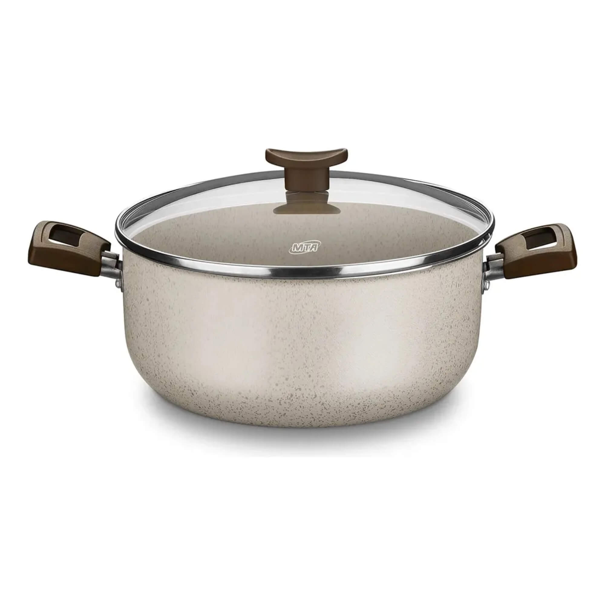 Panela Caçarola Aura Tampa De Vidro 3,3L Cor Baunilha Nº22 MTA - 1258