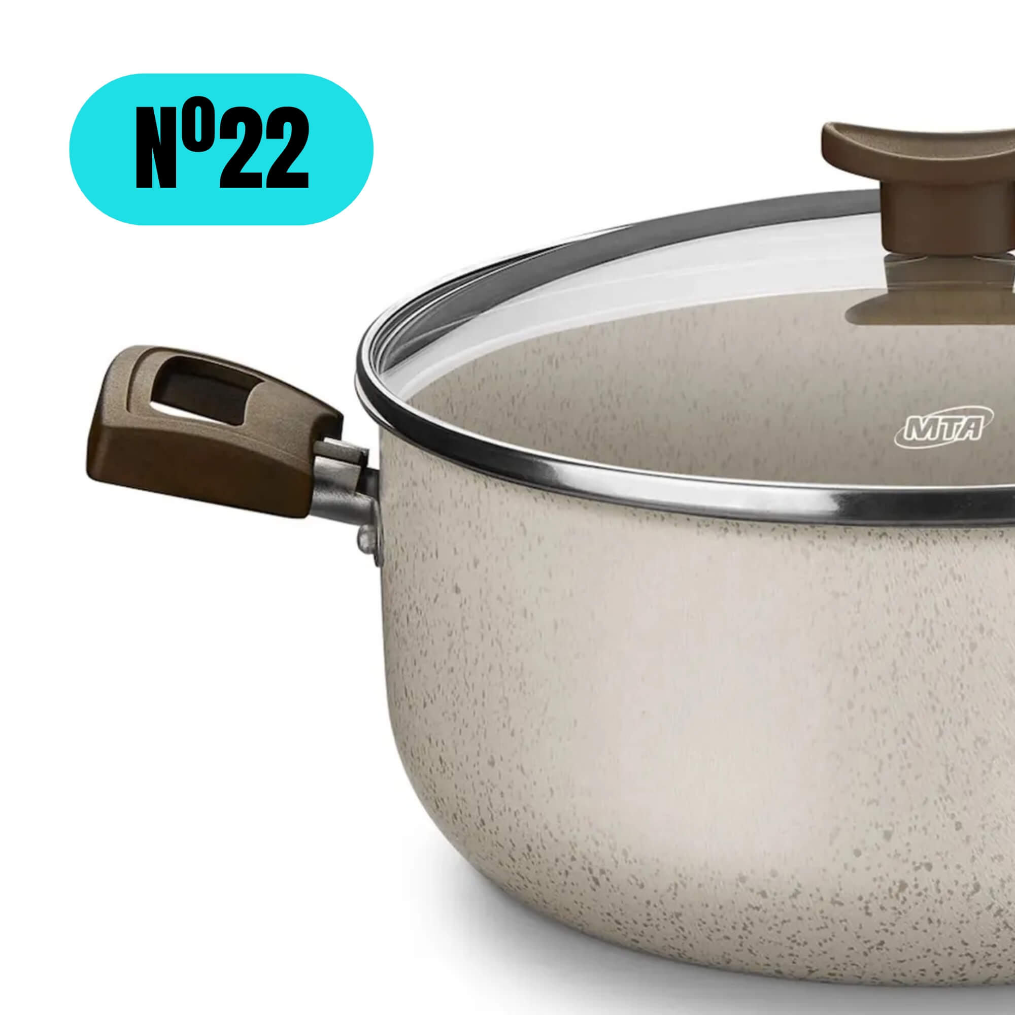 Panela Caçarola Aura Tampa De Vidro 3,3L Cor Baunilha Nº22 MTA - 1258