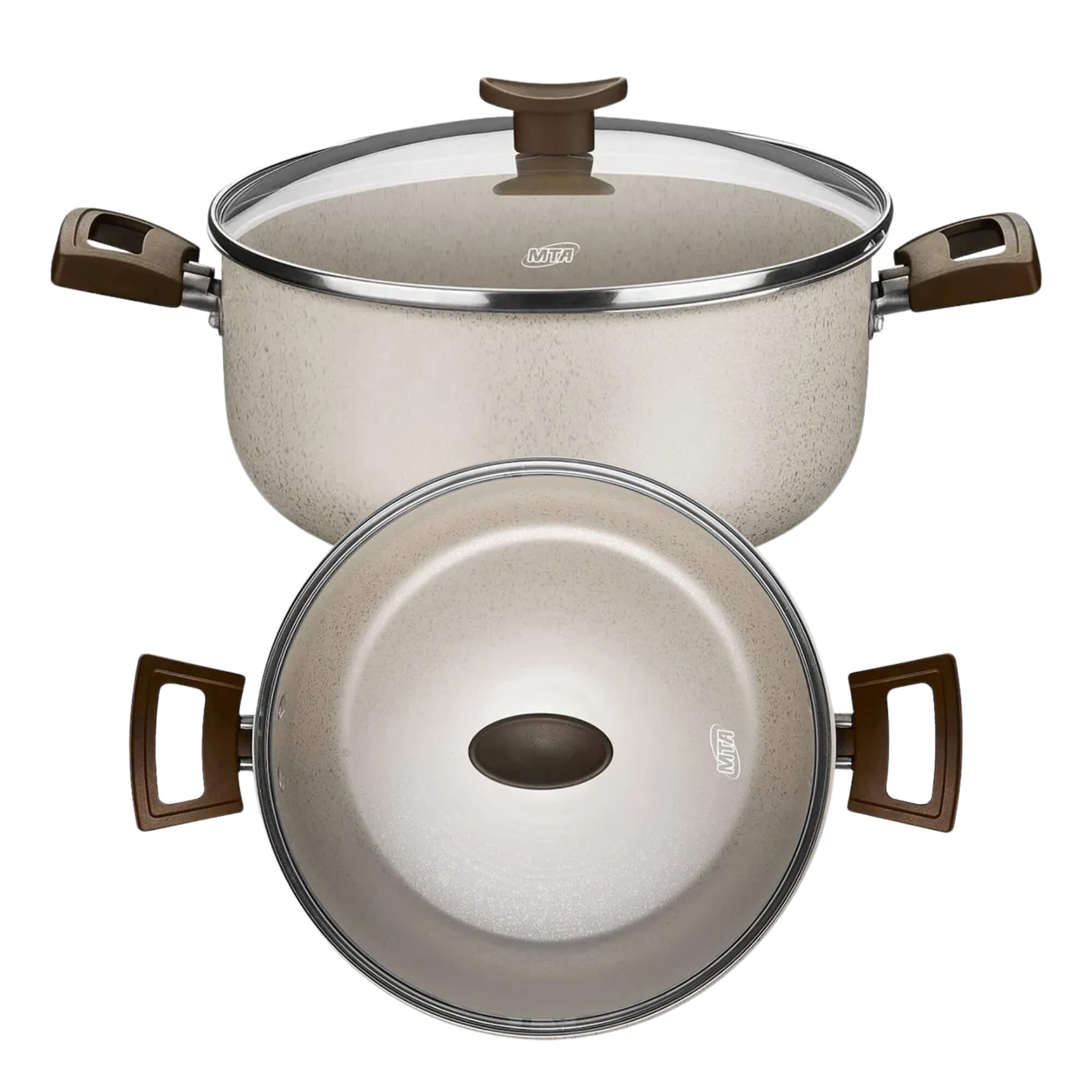 Panela Caçarola Aura Tampa De Vidro 3,3L Cor Baunilha Nº22 MTA - 1258