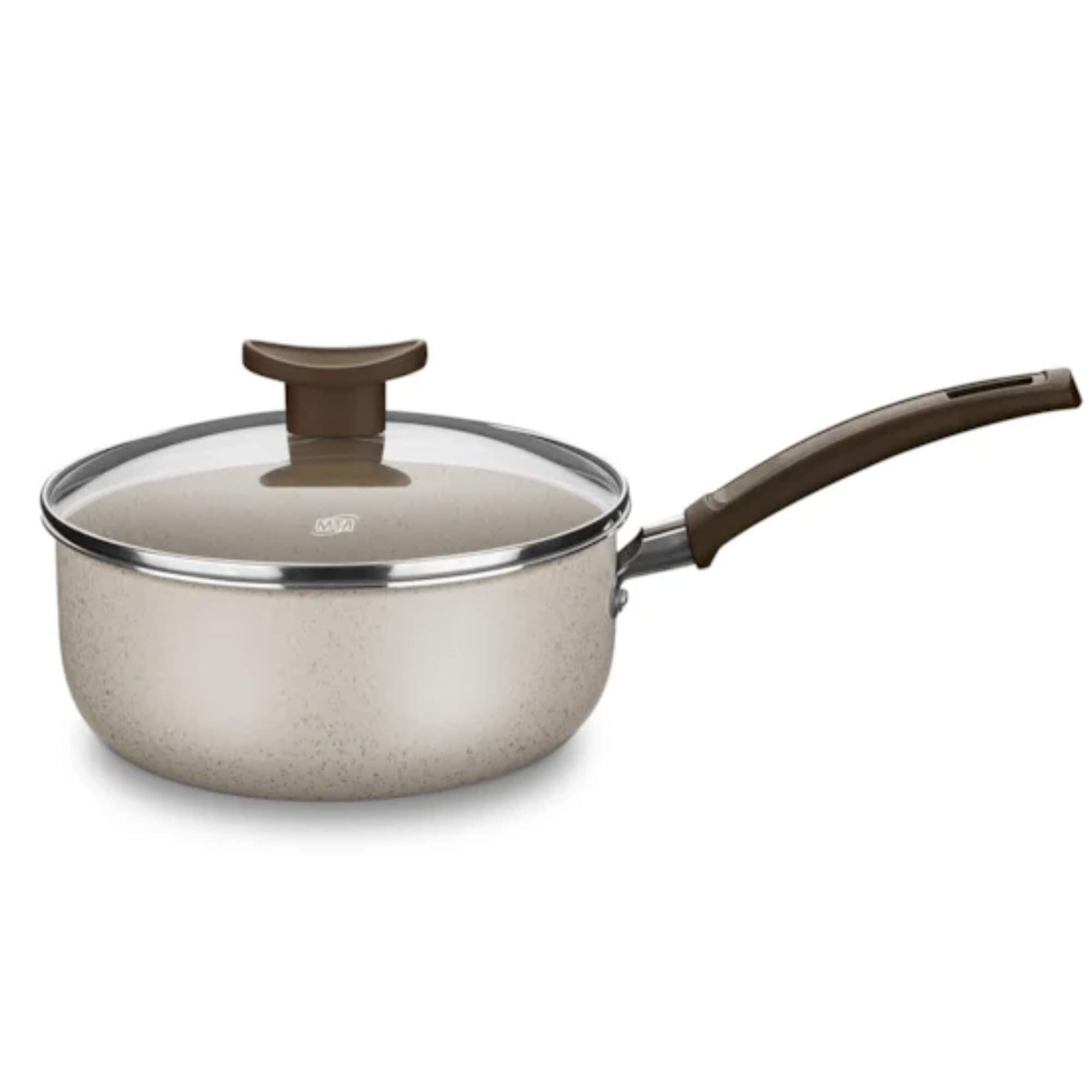 Panela de Alumínio Superflon Aura Cor Baunilha com Tampa de Vidro Nº16 1,4L MTA - 1260