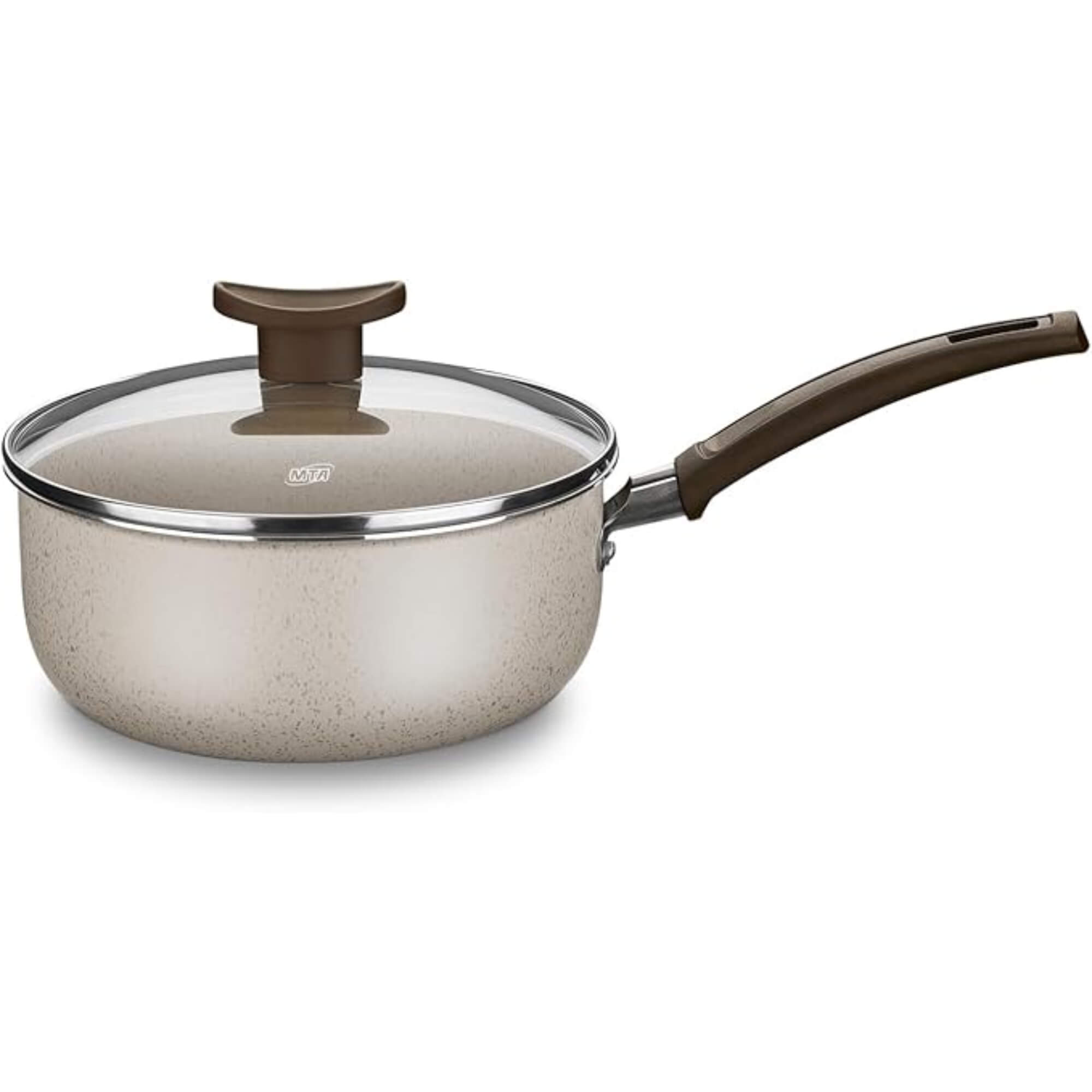 Panela de Alumínio Superflon com Tampa de Vidro Aura Cor Baunilha Nº18 1,8L MTA - 1261
