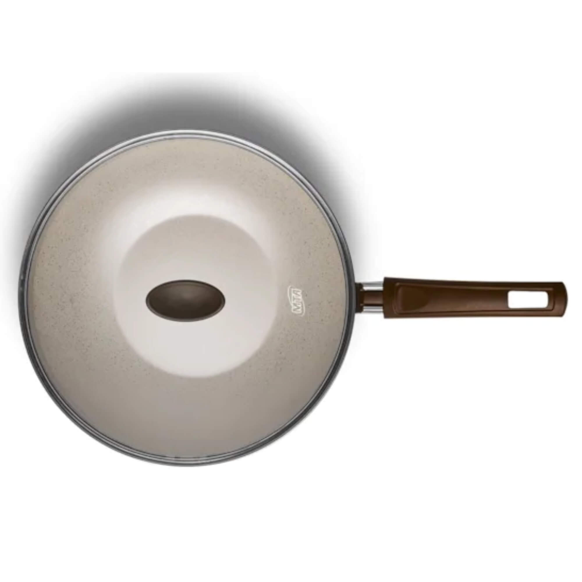 Panela Wok de Alumínio Superflon Tampa de Vidro Cor Baunilha Nº24 2,8L MTA - 1270