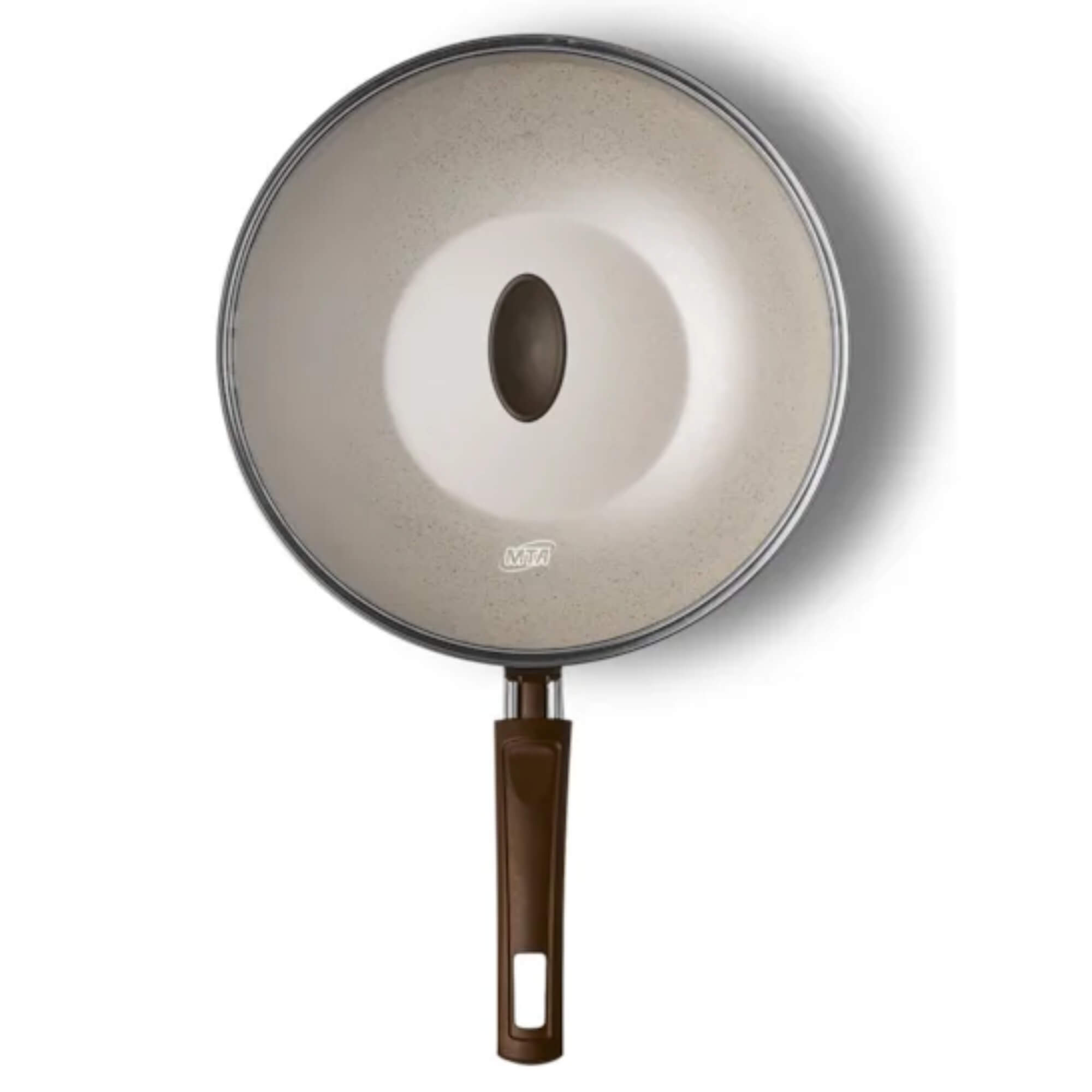 Panela Wok de Alumínio Superflon Tampa de Vidro Cor Baunilha Nº24 2,8L MTA - 1270