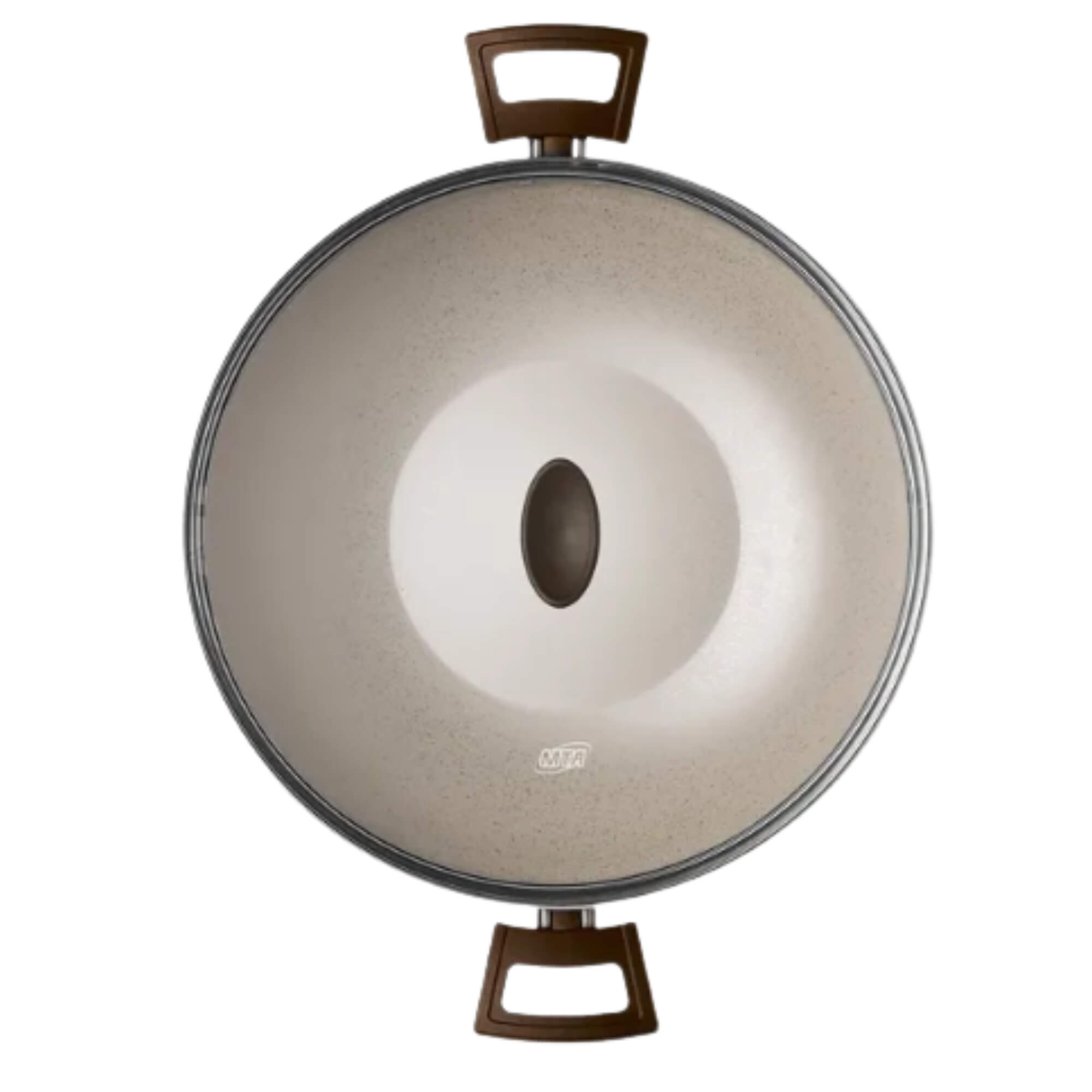 Panela Wok com Tampa de Vidro Aura Cor Baunilha 4,3L Nº28 de Alúminio Superflon MTA - 1271