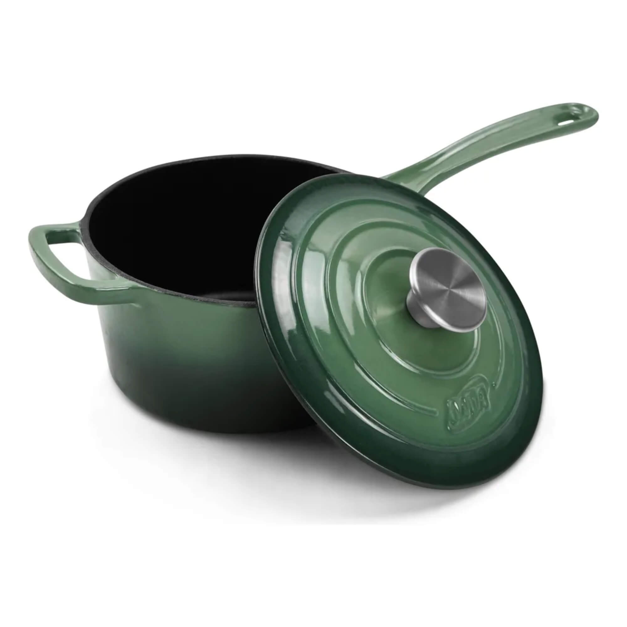 Jogo de Panelas de Ferro Fundido Esmaltado 4 Peças Verde Oliva/Preto MTA - 1220