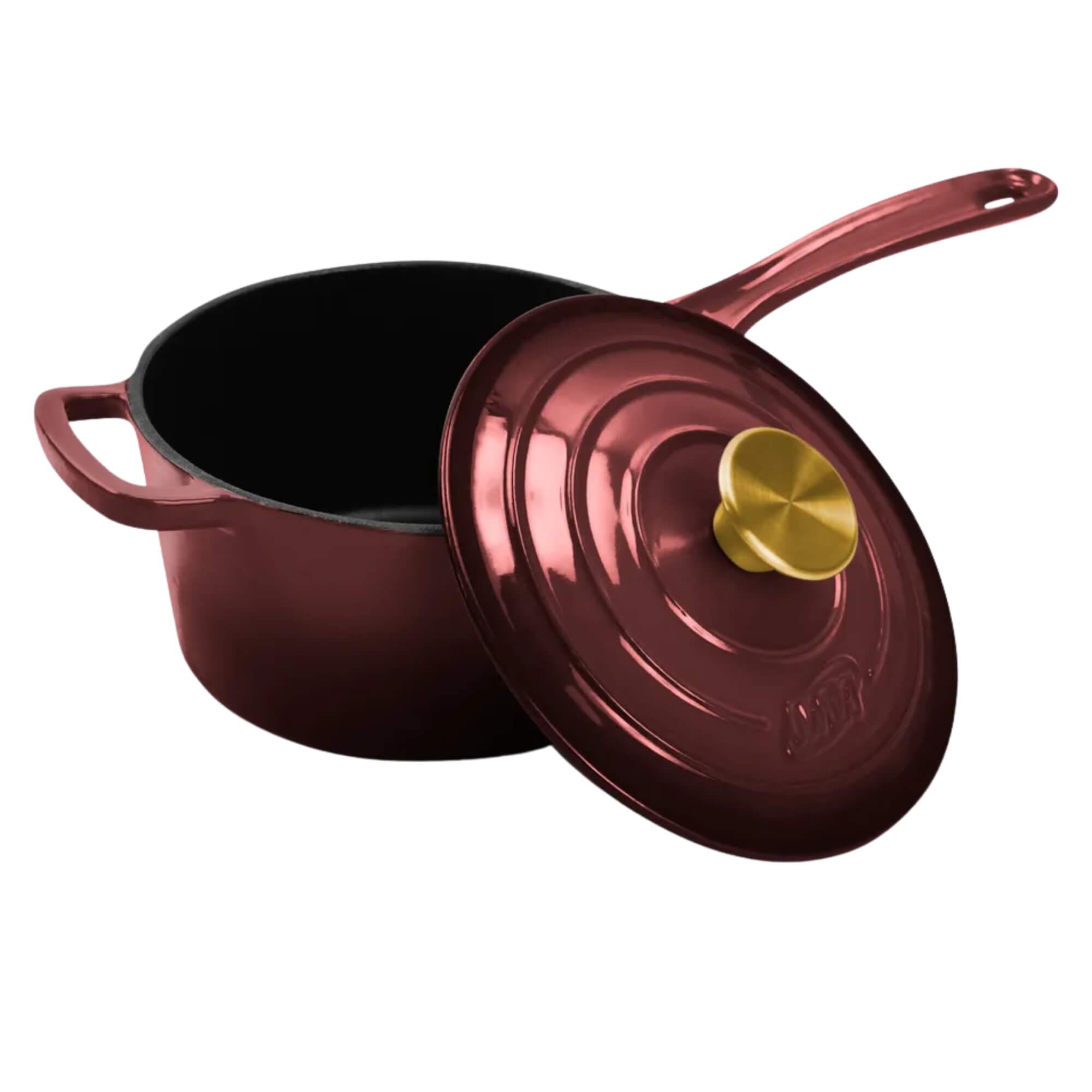 Jogo de Panelas de Ferro Fundido Esmaltado Vinho/Preto 4 Peças MTA - 1222