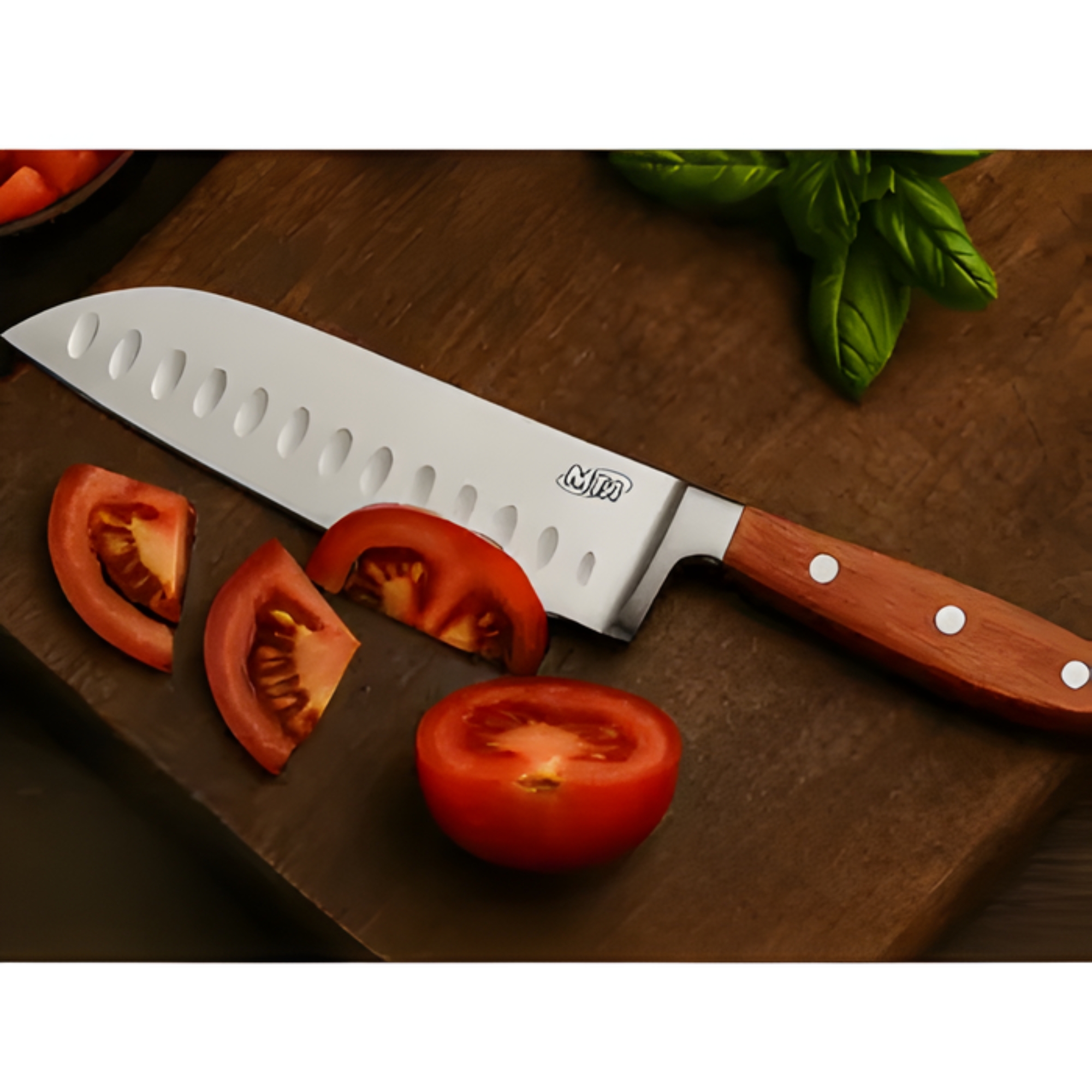 Faca Santoku Fatiar e Picar 7" Monobloco Madeira MTA - 9128