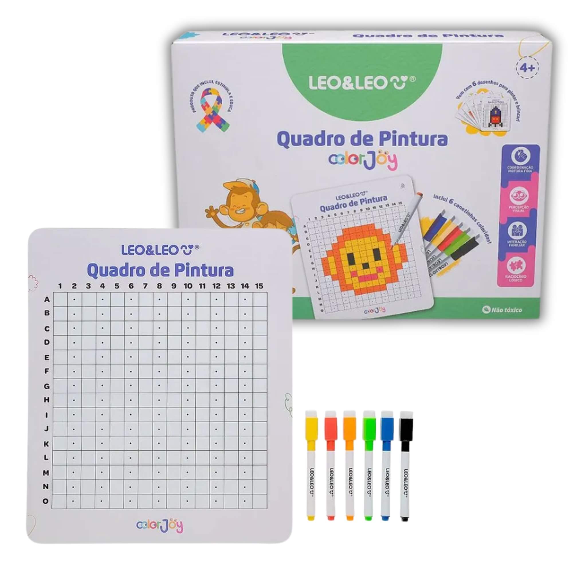 Quadro de Pintura Color Joy Pixel Caixa Leo&Leo Leonora - 10836