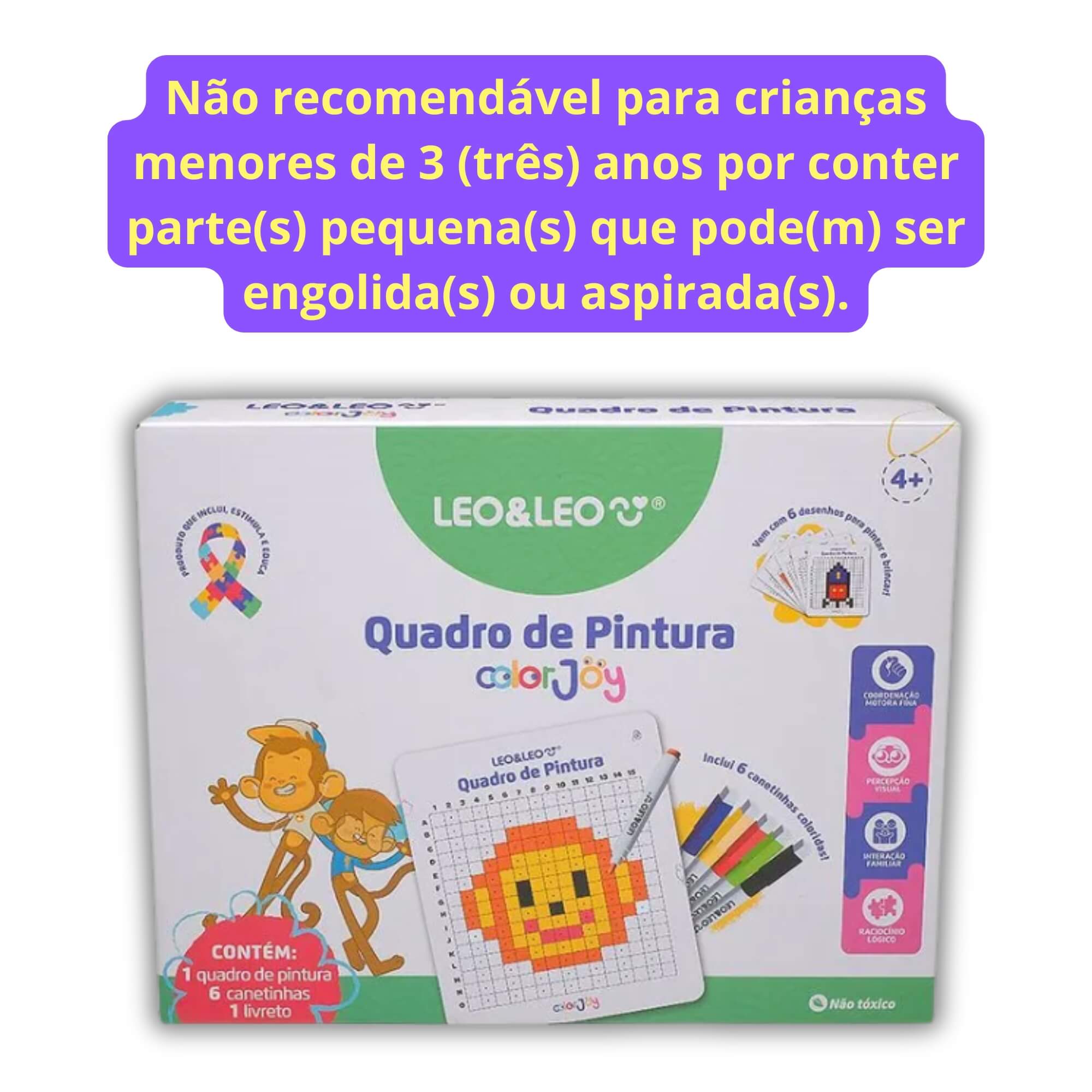 Quadro de Pintura Color Joy Pixel Caixa Leo&Leo Leonora - 10836