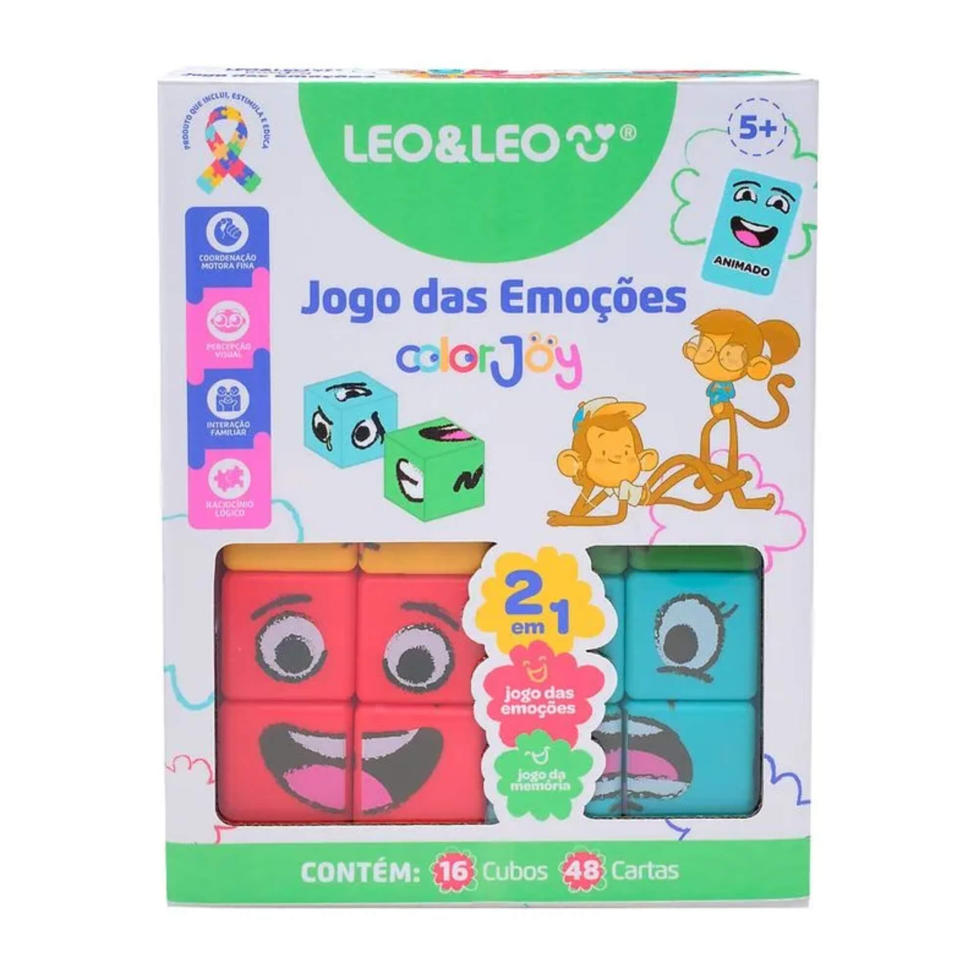 Jogo das Emoções Cubo Color Joy 2 Em 1 Caixa Leo&Leo Leonora - 10837