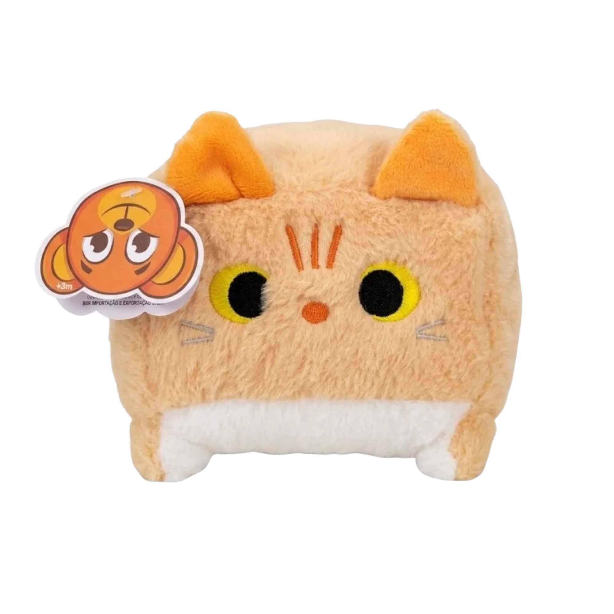 Pelúcia Quadrada Gatinho Marrom 20cm Infantil Macia BBR - R3609