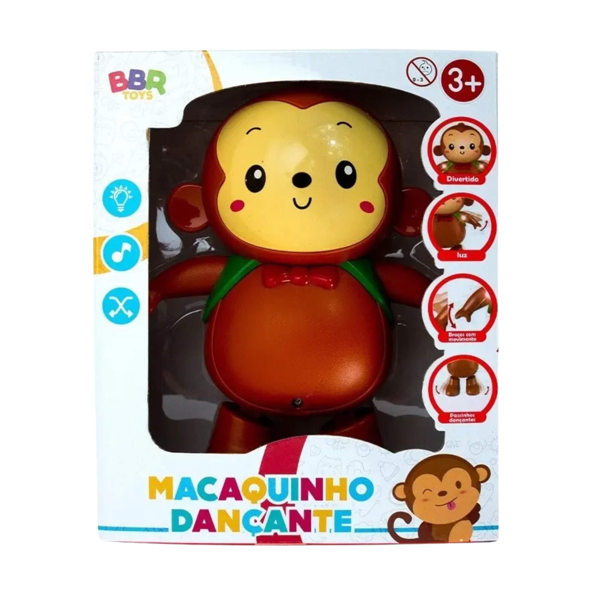 Brinquedo Macaquinho Dançante Musical com Luz Infantil BBR - R2986