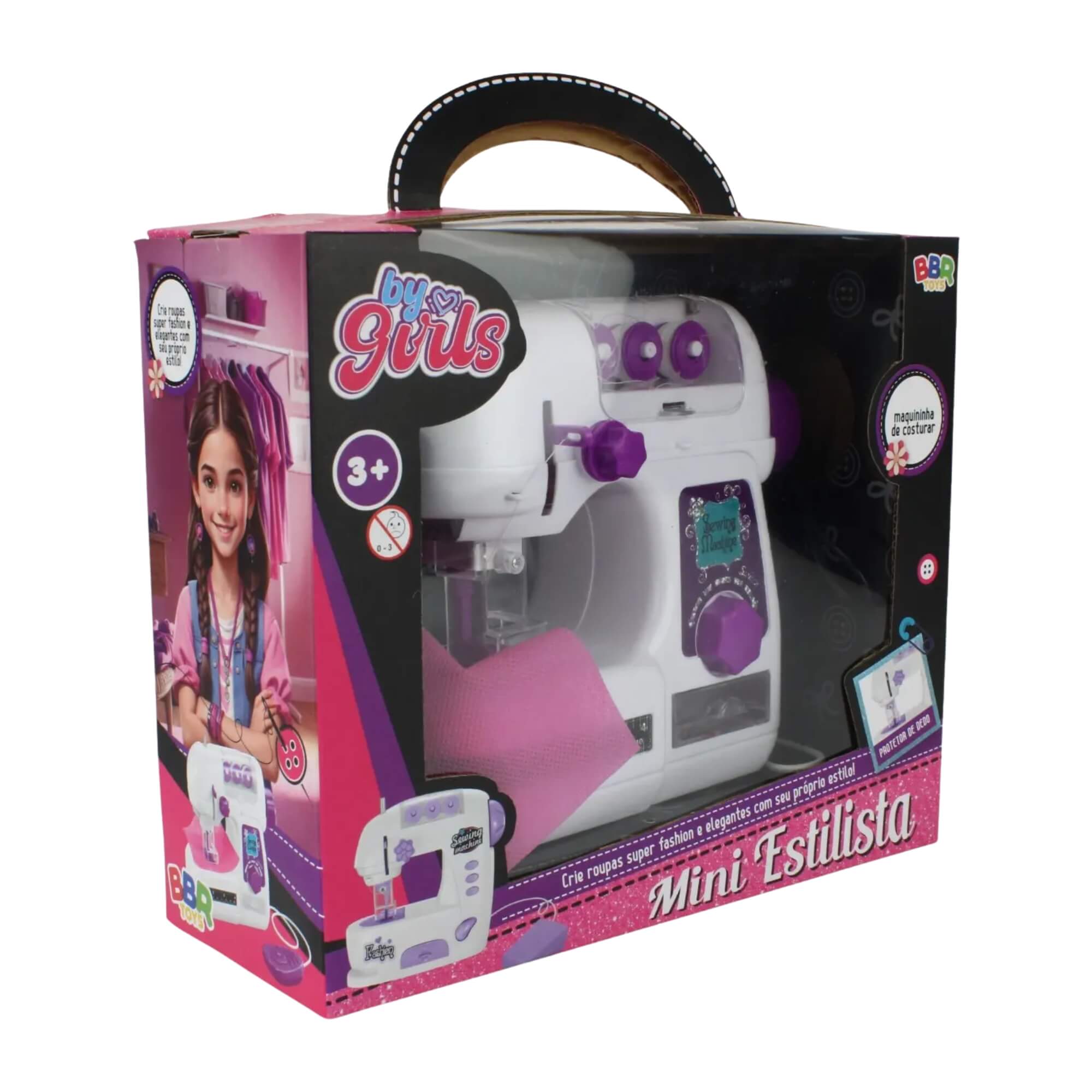 Máquina de Costura Infantil Brinquedo Educativo Rosa BBR - R3510