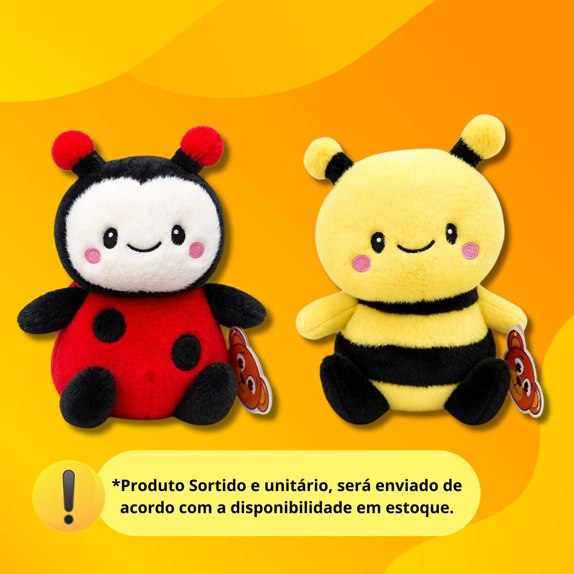 Pelúcia Insetos Fofinhos 25cm Abelha ou Joaninha (Sortido e Unitário) BBR - R3755