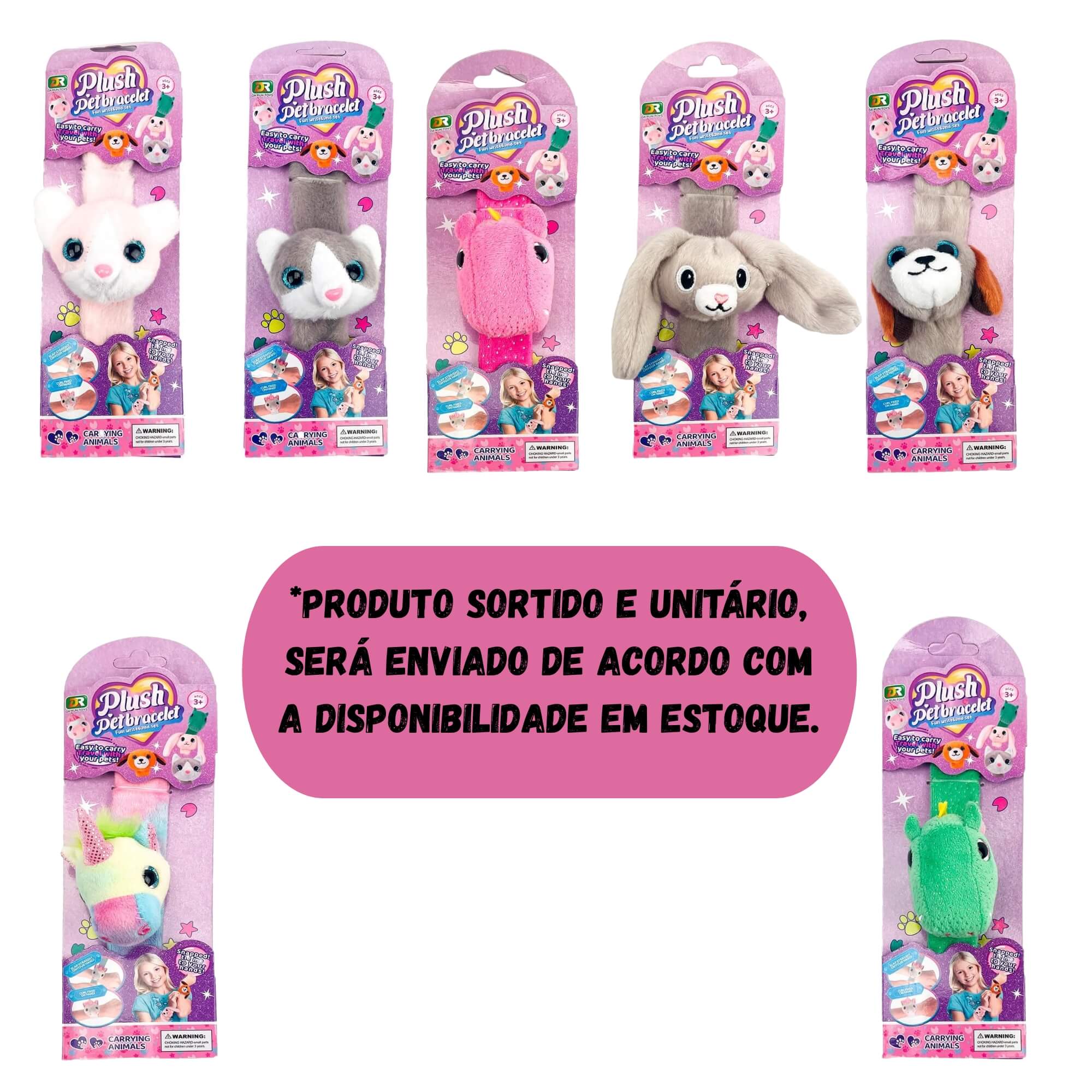 Pelúcia Bracelete Bichinhos Sortidos e Unitário BBR - R3649