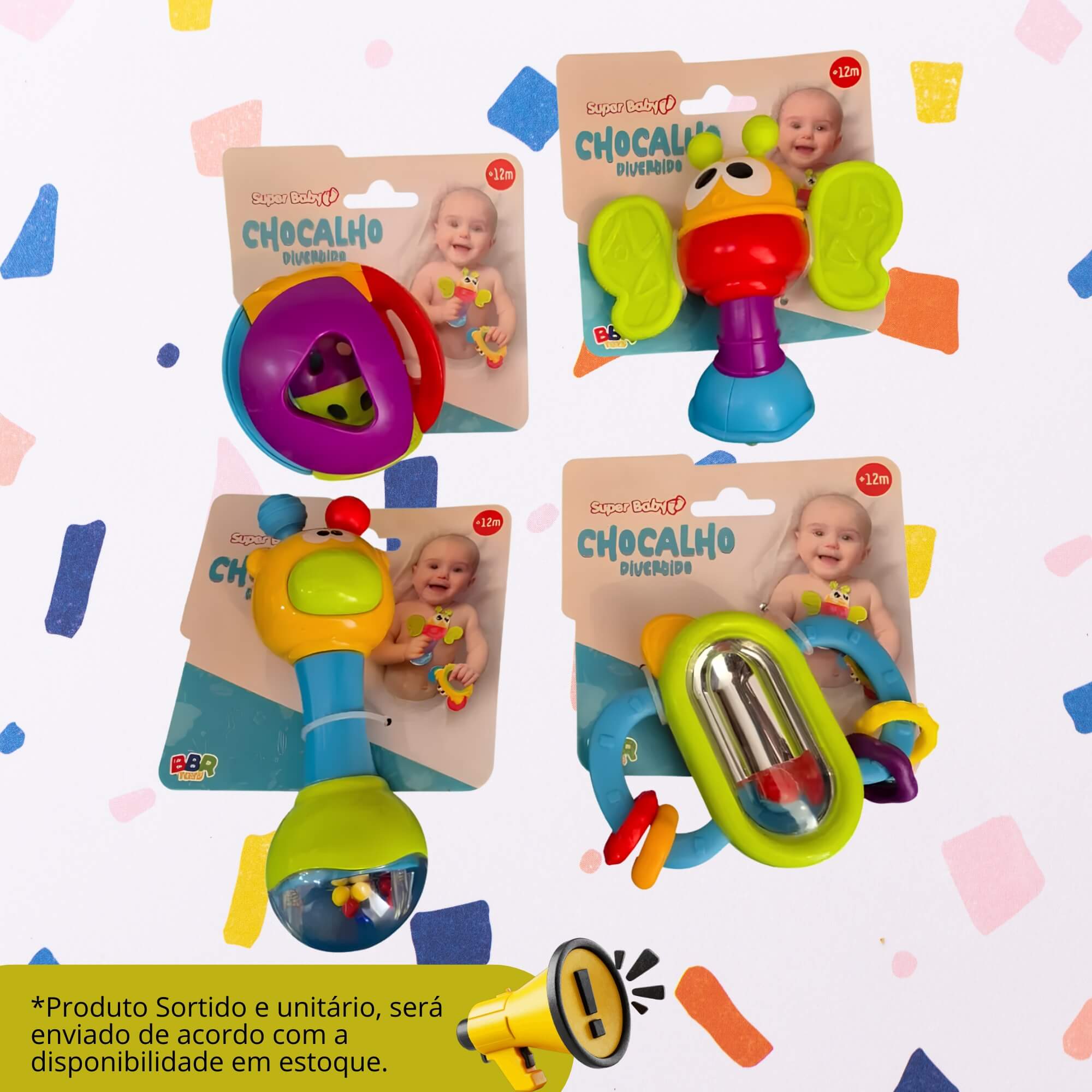 Brinquedo Chocalho Divertido Super Baby Sortido e Unitário BBR -  R3648