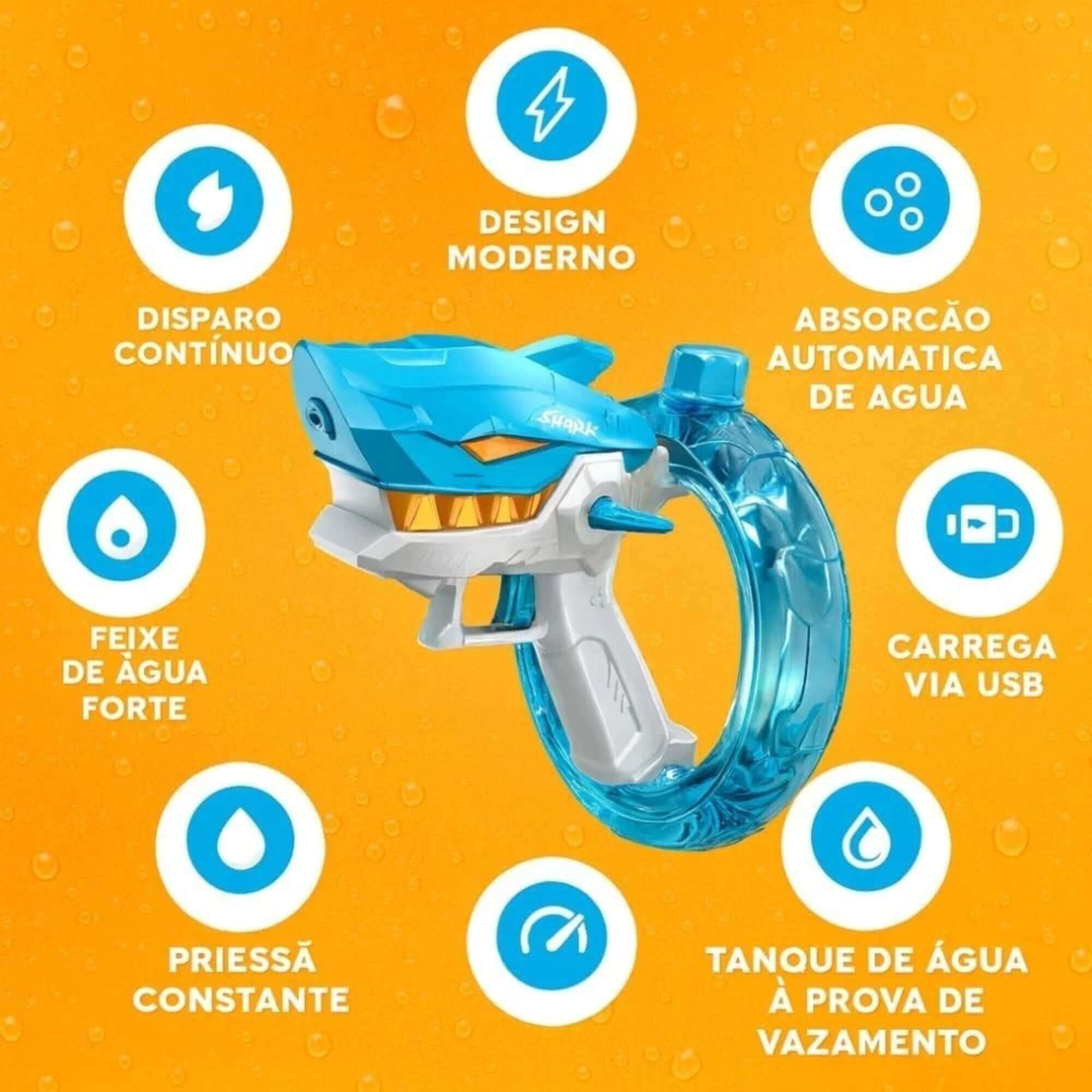 Brinquedo Lança Água Tubarão Soft Gun Sortido e Unitário BBR - R3628