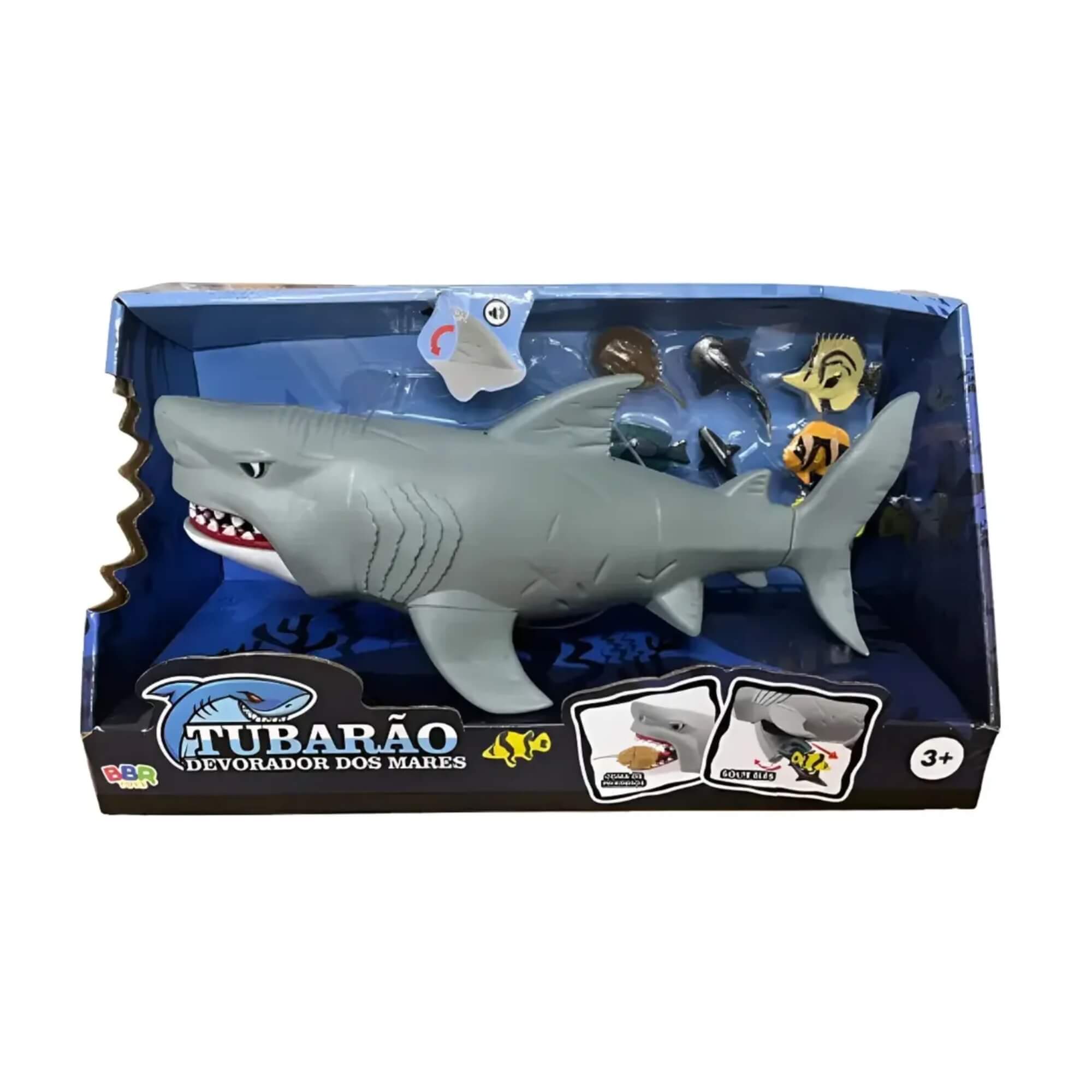 Brinquedo Infantil Tubarão Branco Devorador c/ Som e Acessórios BBR - R3666