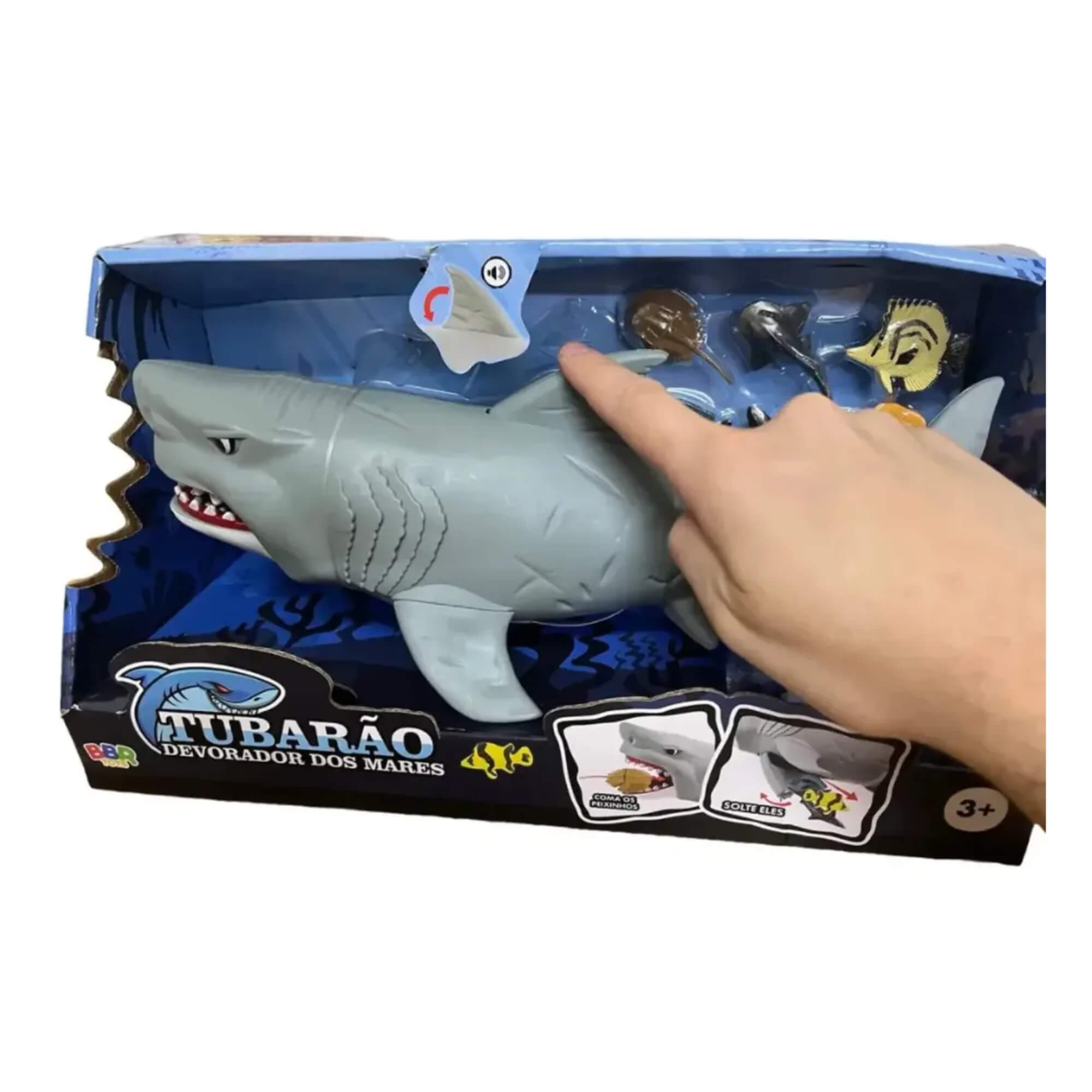 Brinquedo Infantil Tubarão Branco Devorador c/ Som e Acessórios BBR - R3666